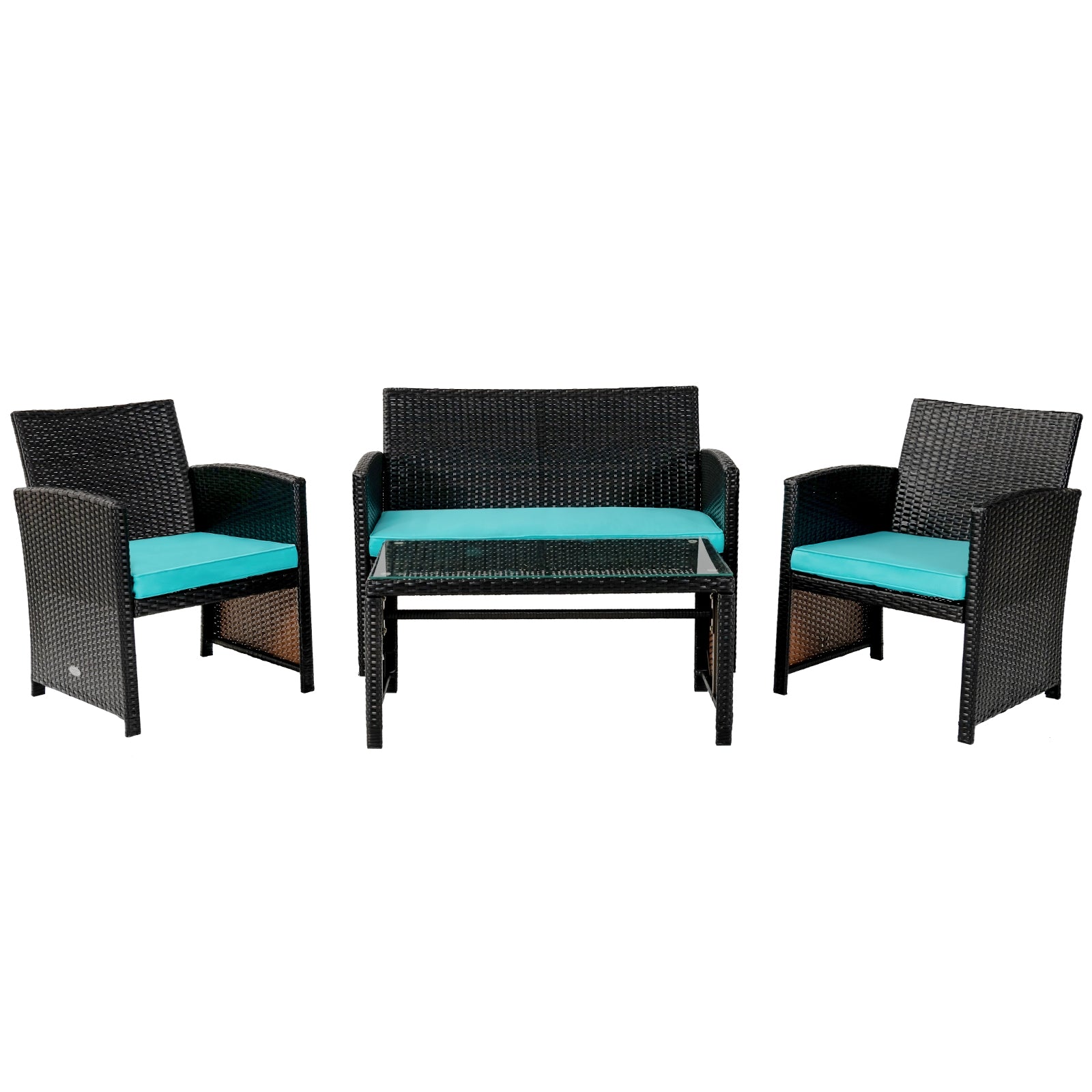 SUGIFT 4 Pieces Patio Rattan Cushioned Furniture Set