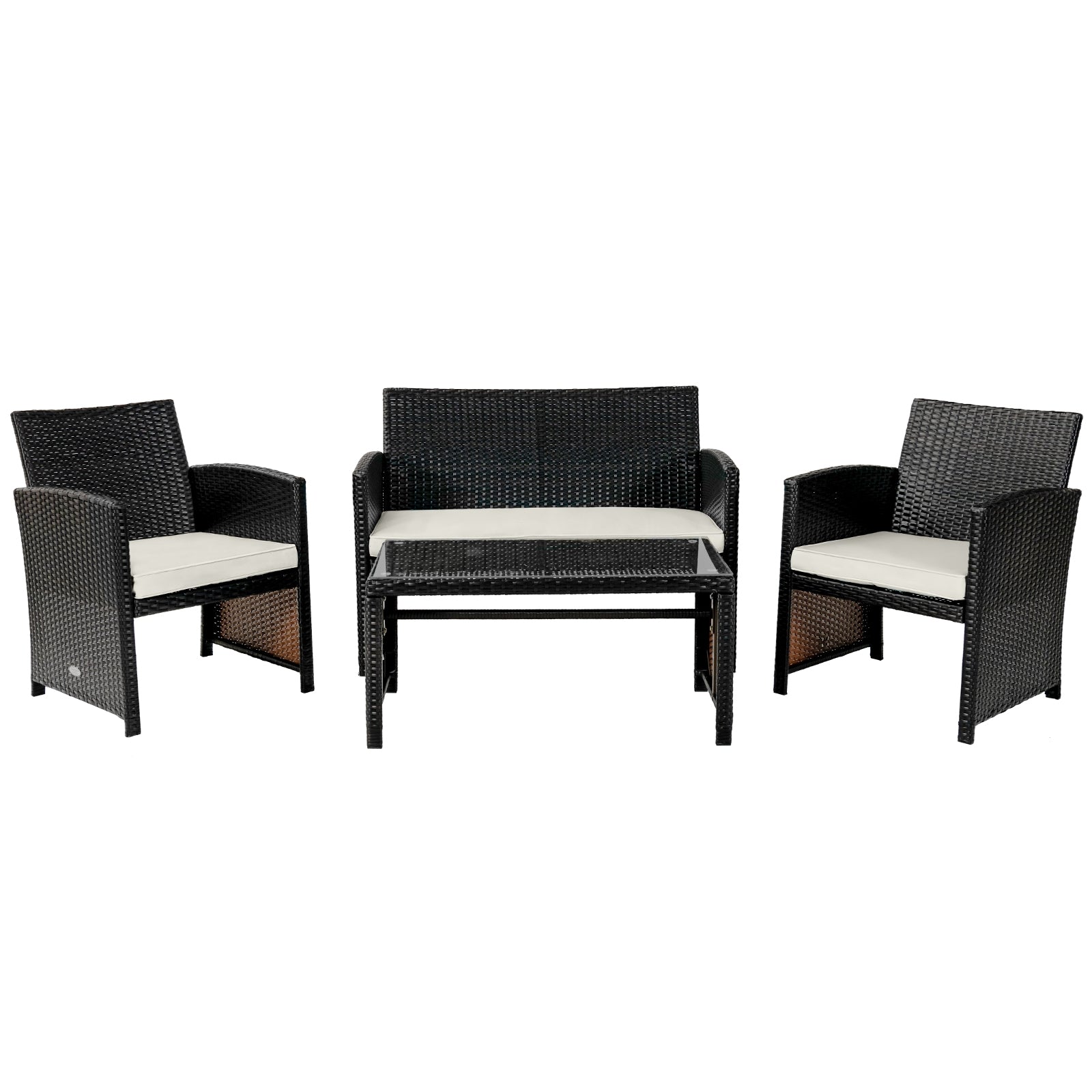 SUGIFT 4 Pieces Patio Rattan Cushioned Furniture Set