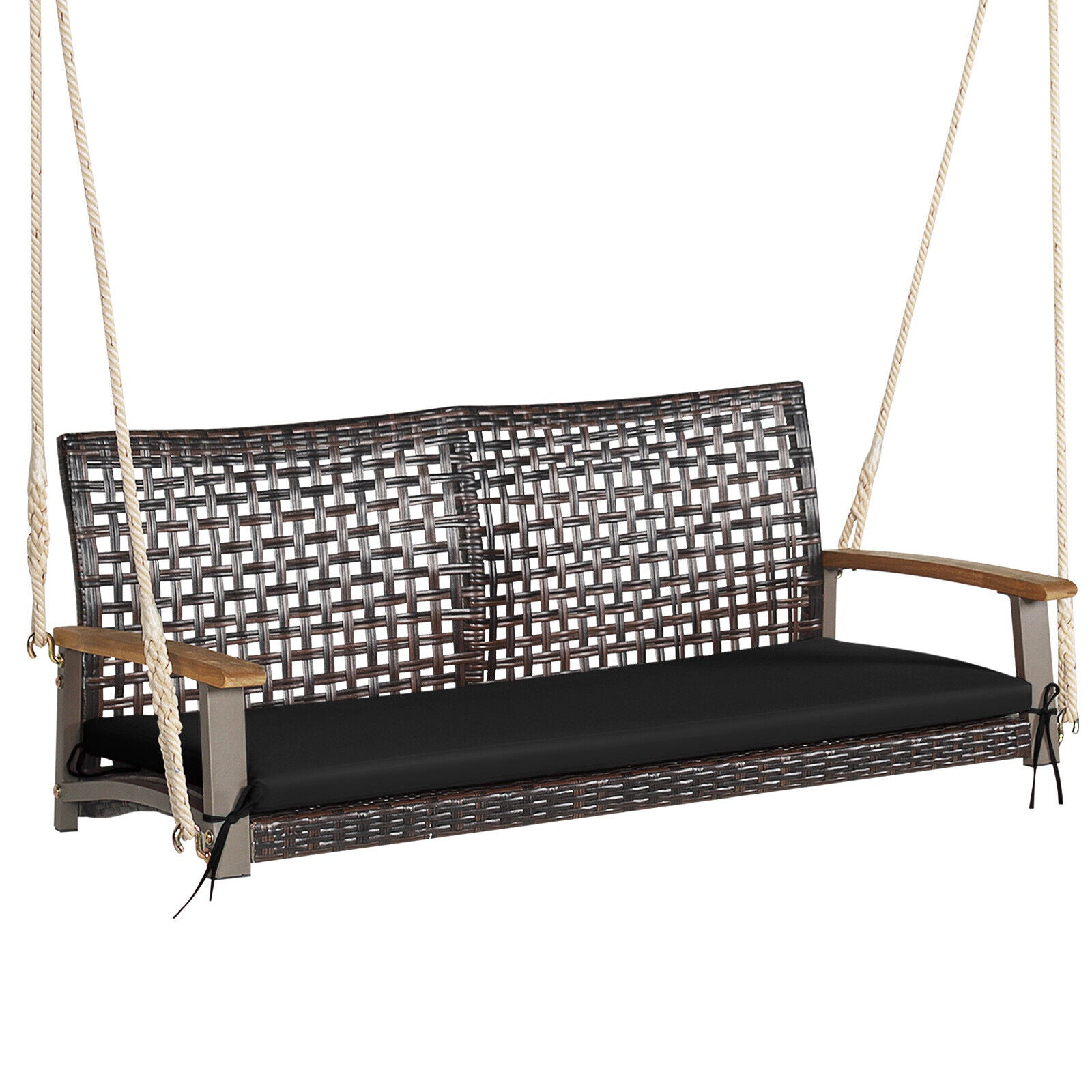 SUGIFT 2-Person Rattan Hanging Porch Swing Chair