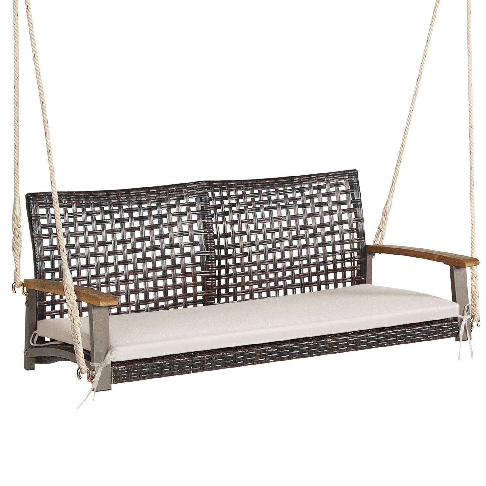 SUGIFT 2-Person Rattan Hanging Porch Swing Chair