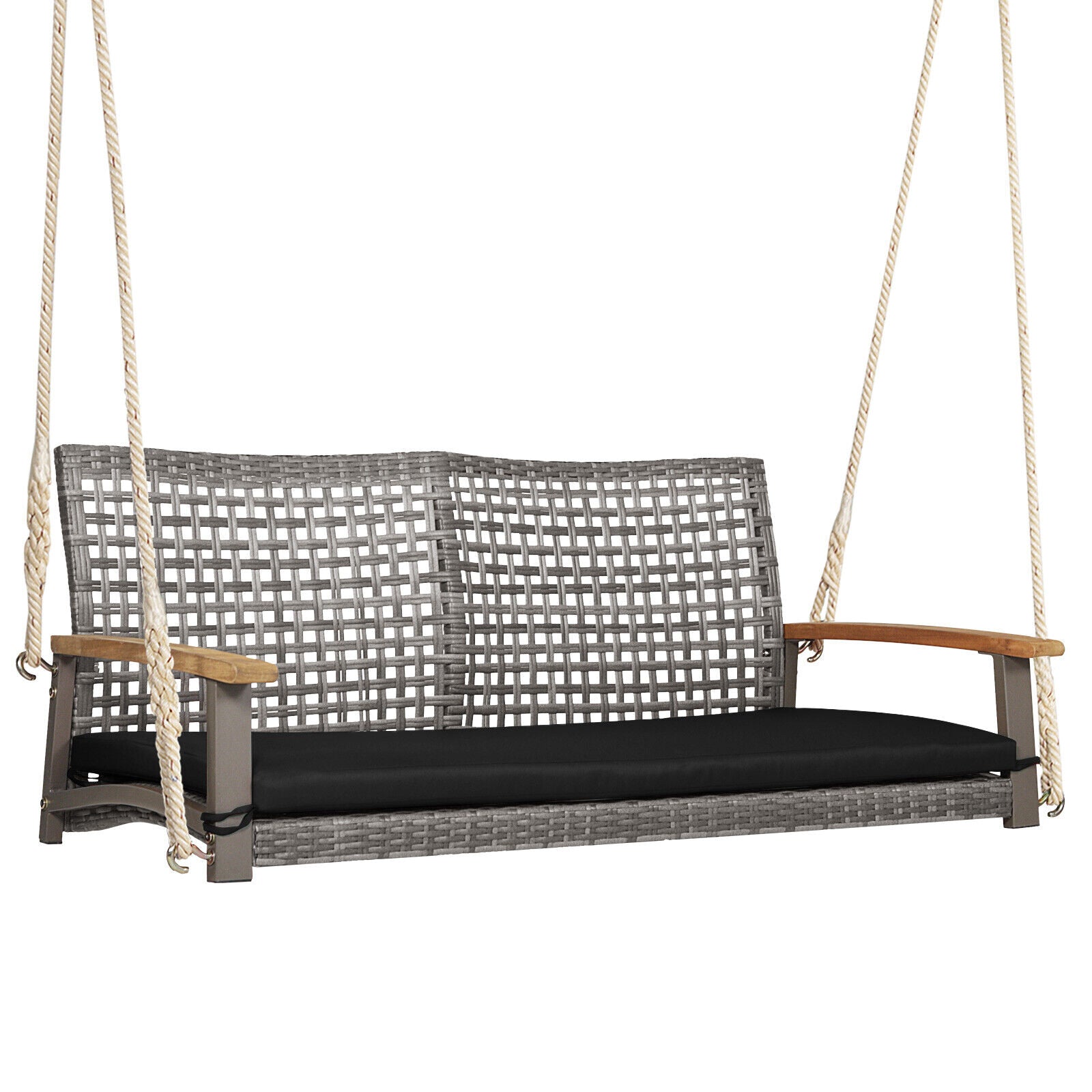 SUGIFT 2-Person Patio Wicker Hanging Swing Chair