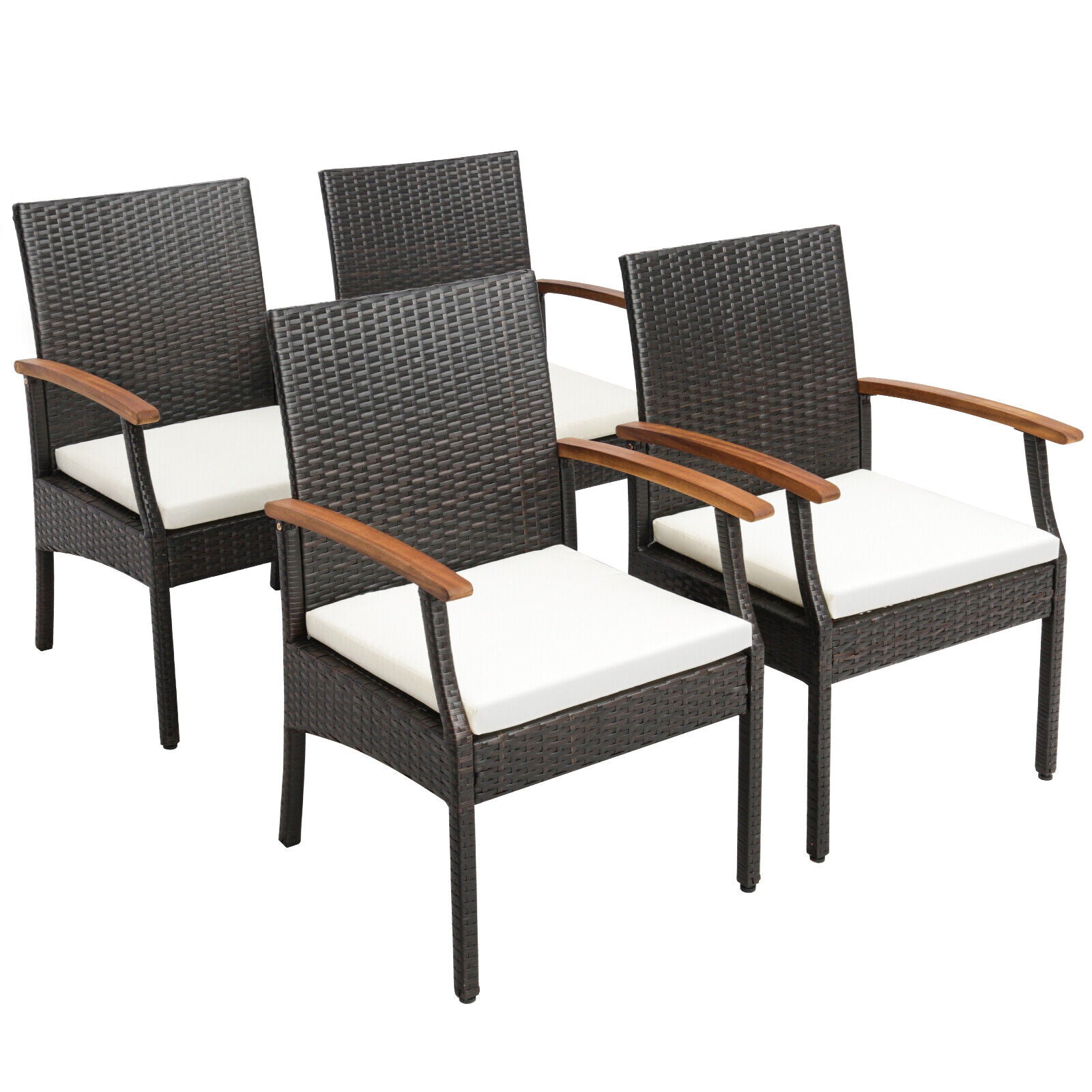 SUGIFT Set of 4 Patio Dining Chair with Soft Zippered Cushion