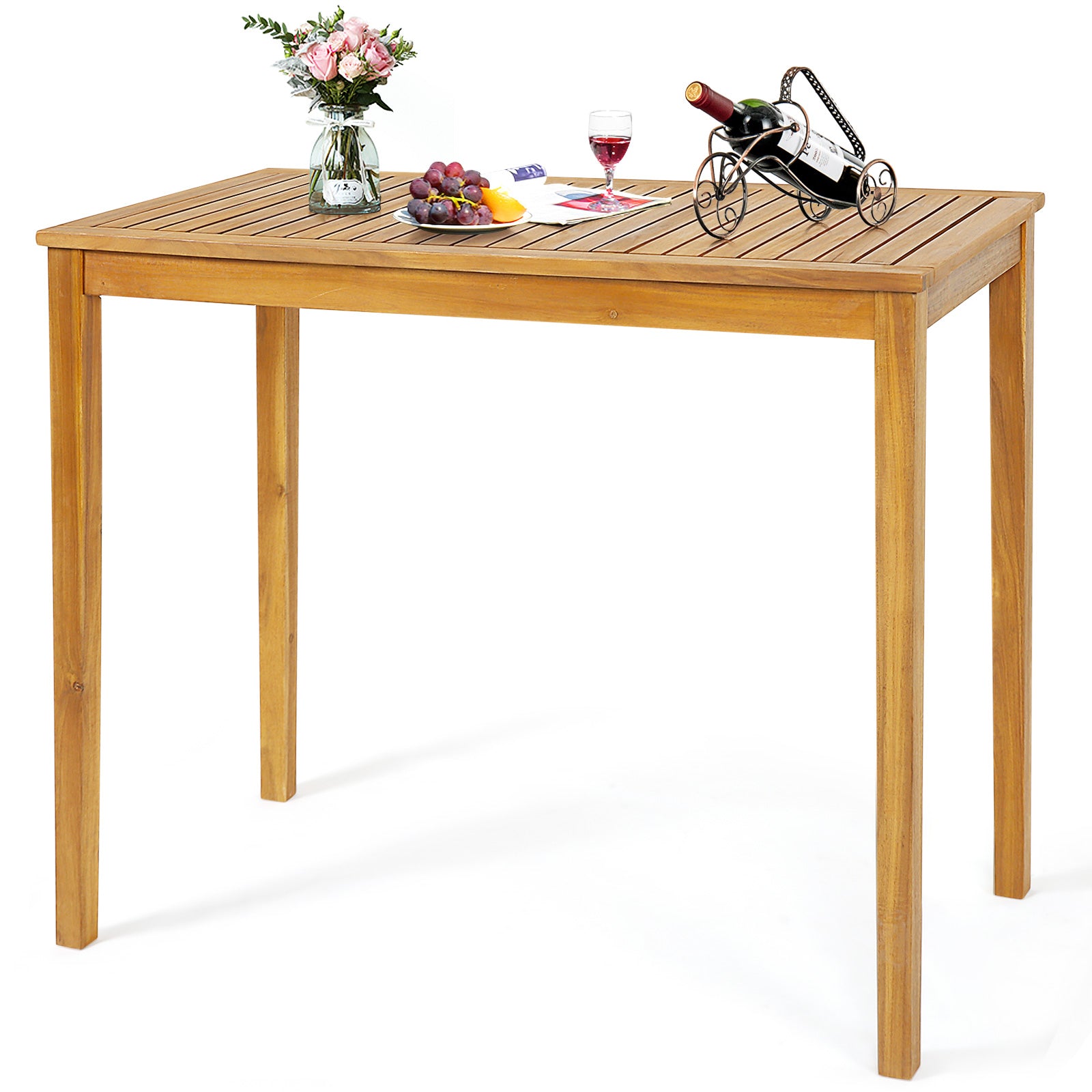 SUGIFT Rectangular Indoor and Outdoor Bar Height Table for Garden