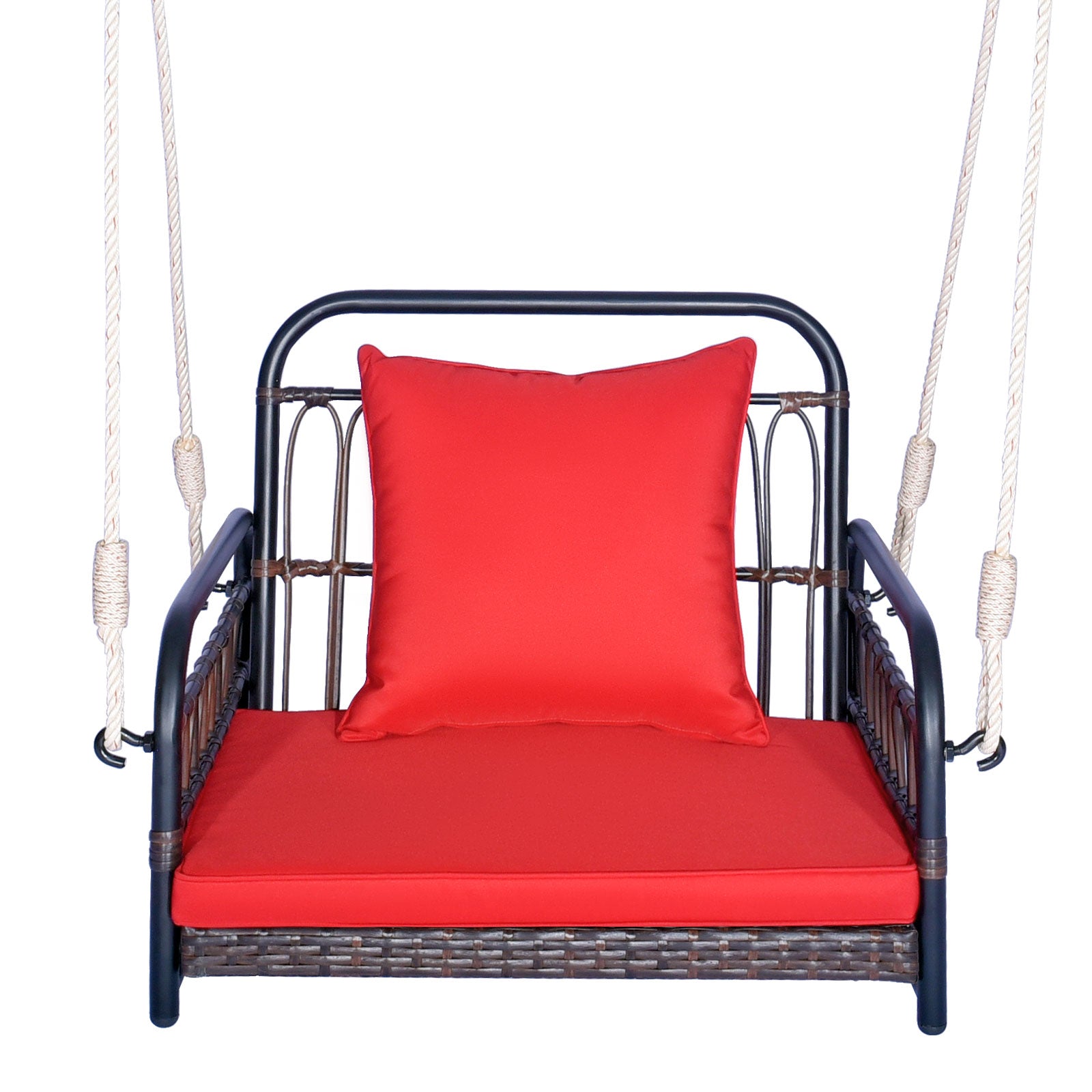 SUGIFT Patio Rattan Porch Swing Hammock Chair with Seat Cushion