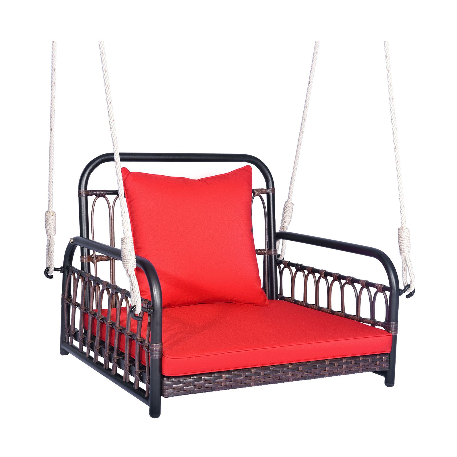 SUGIFT Patio Rattan Porch Swing Hammock Chair with Seat Cushion
