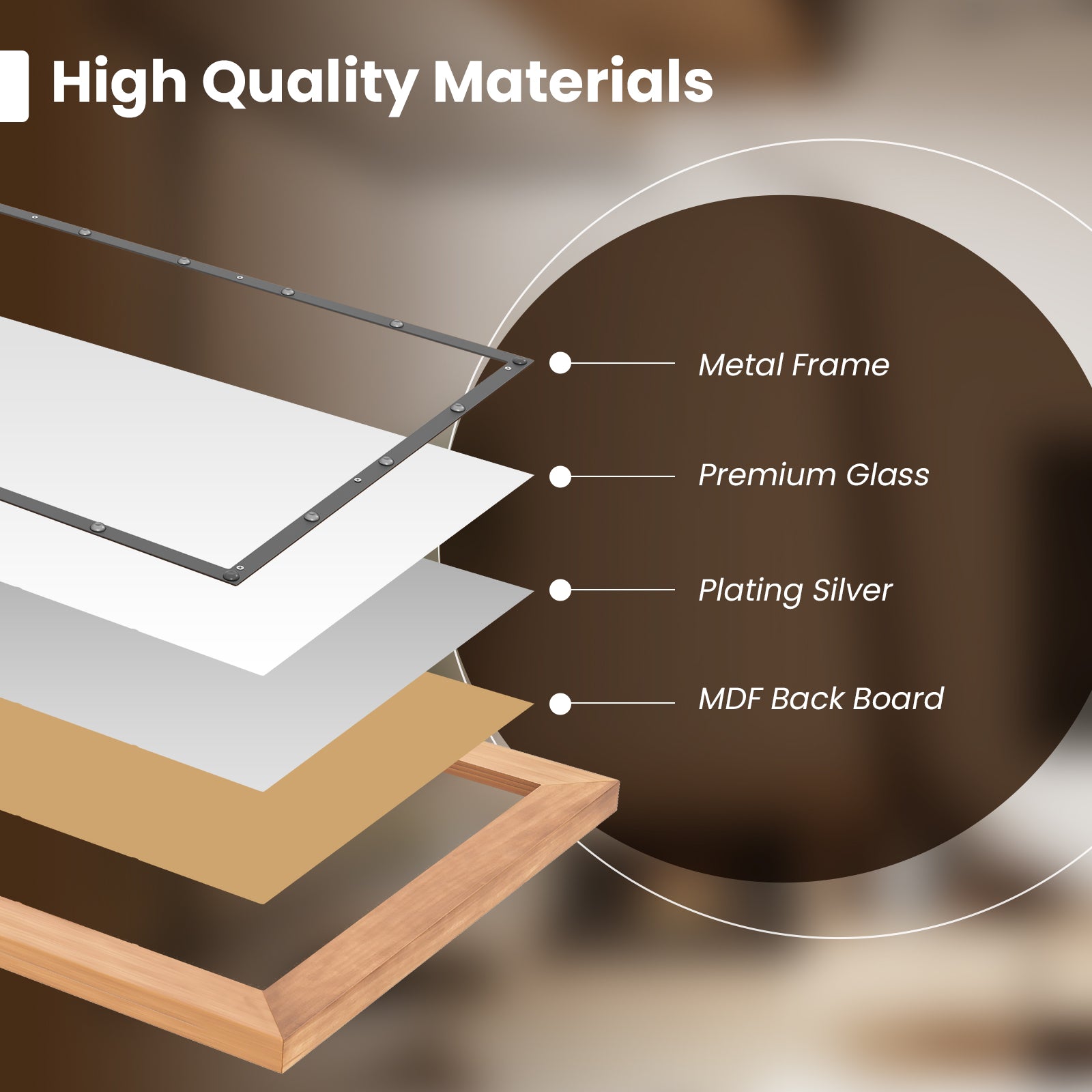 22 x 36 Inch Rectangular Frame Decor Wall Mounted Mirror with Back Board