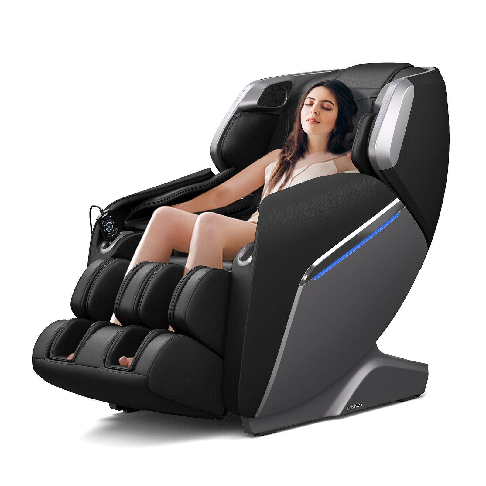 Therapy 08-Full Body Zero Gravity Massage Chair with SL Track Voice Control Heat-Black