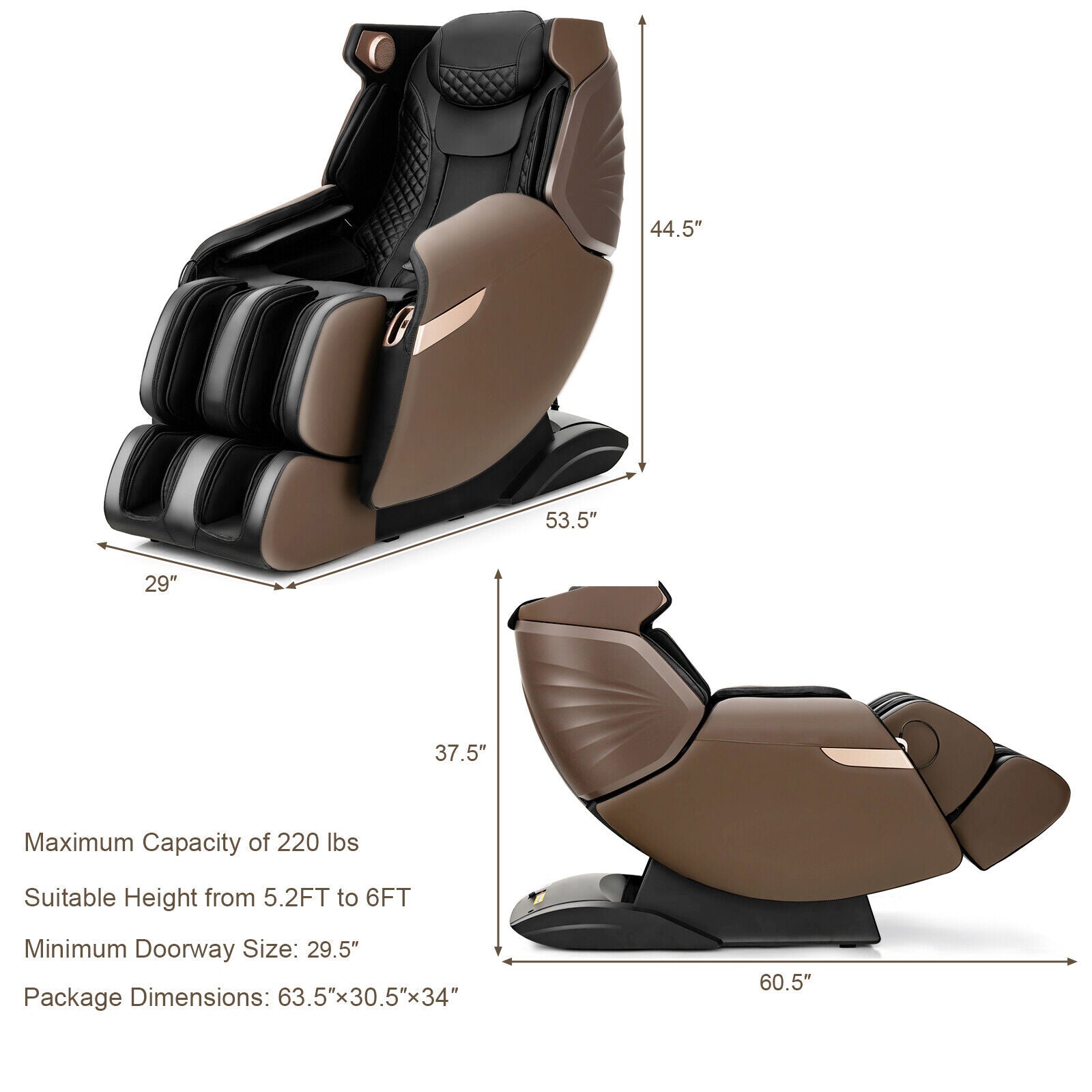 Therapy 21 - 3D SL-Track Electric Full Body Zero Gravity Shiatsu Massage Chair with Heat Roller