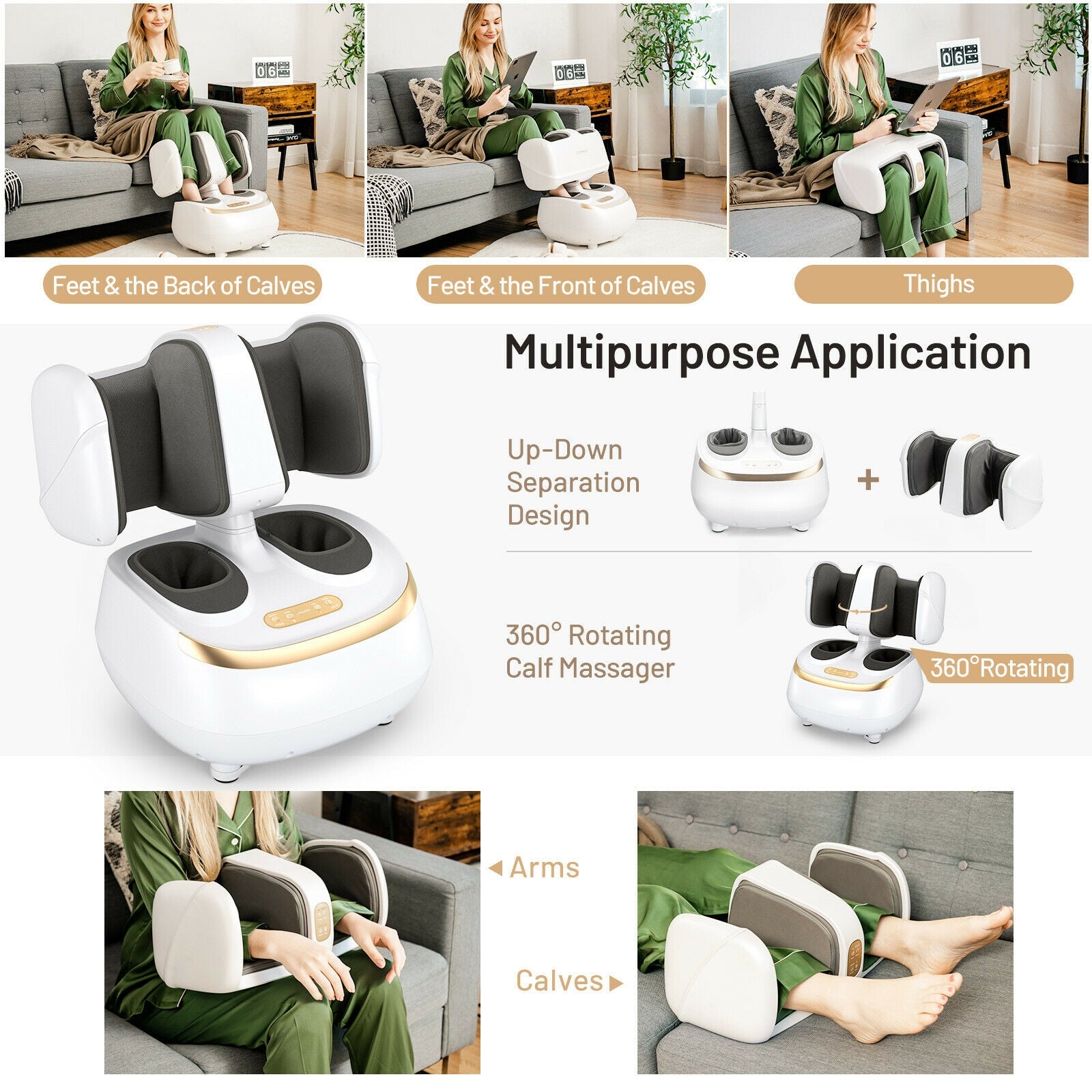 2-in-1 Foot and Calf Massager with Heat Function