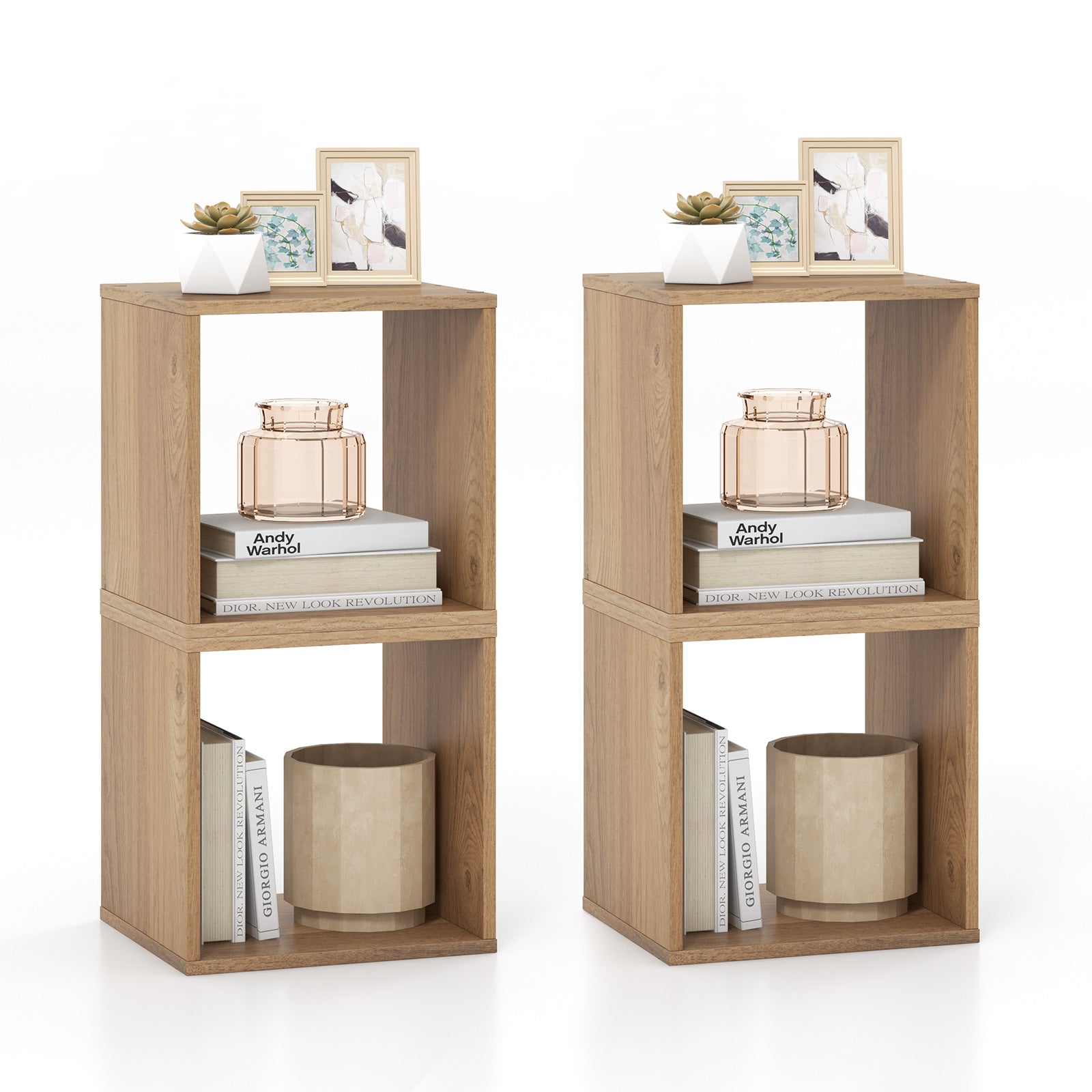 2 Cubes Stackable Bookcase for Living Room and Study