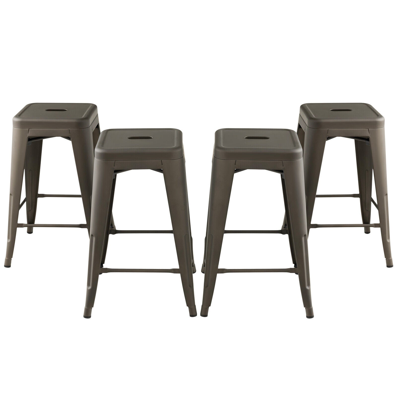 SUGIFT 24 Inch Set of 4 Tolix Style Counter Height Barstool Stackable Chair