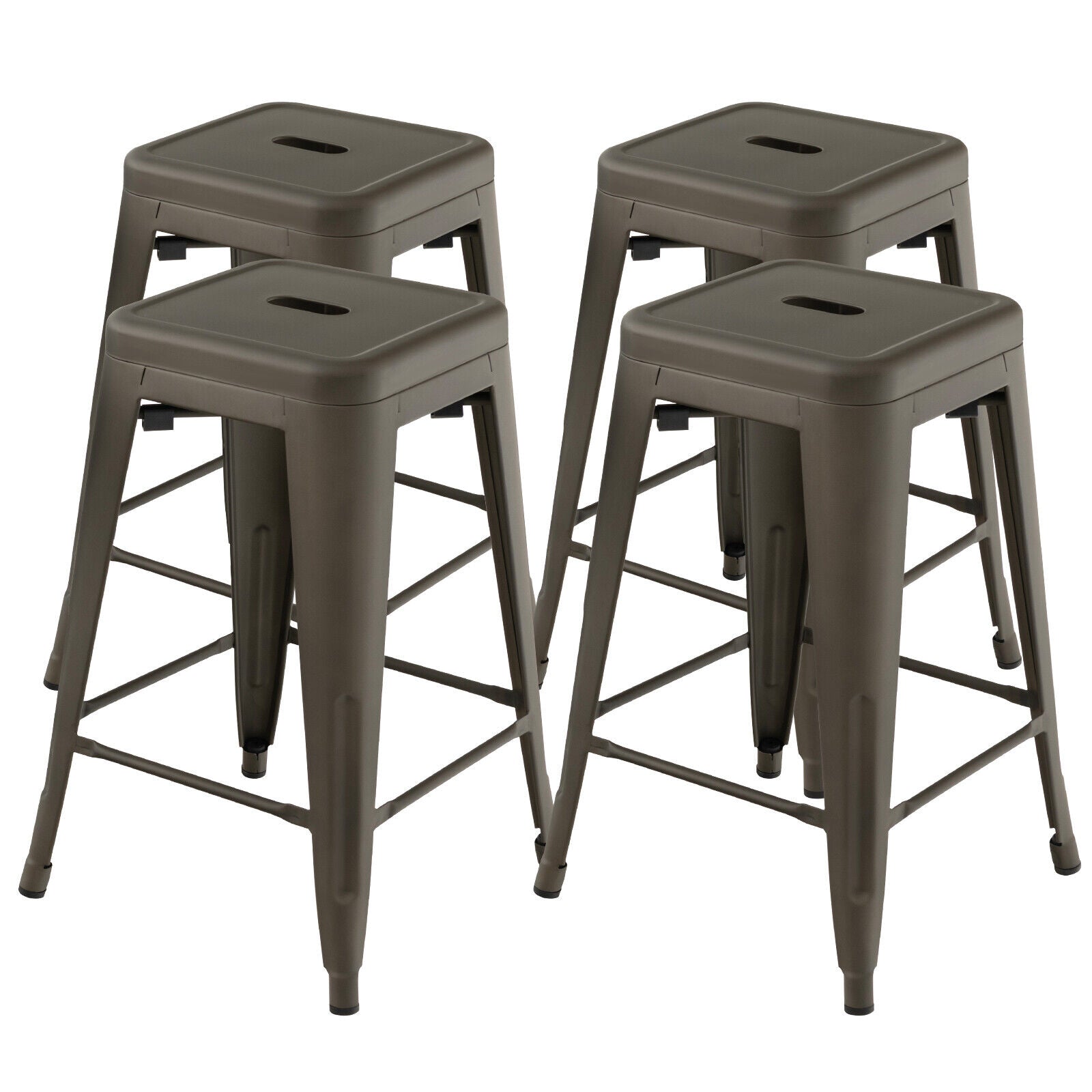 SUGIFT 24 Inch Set of 4 Tolix Style Counter Height Barstool Stackable Chair
