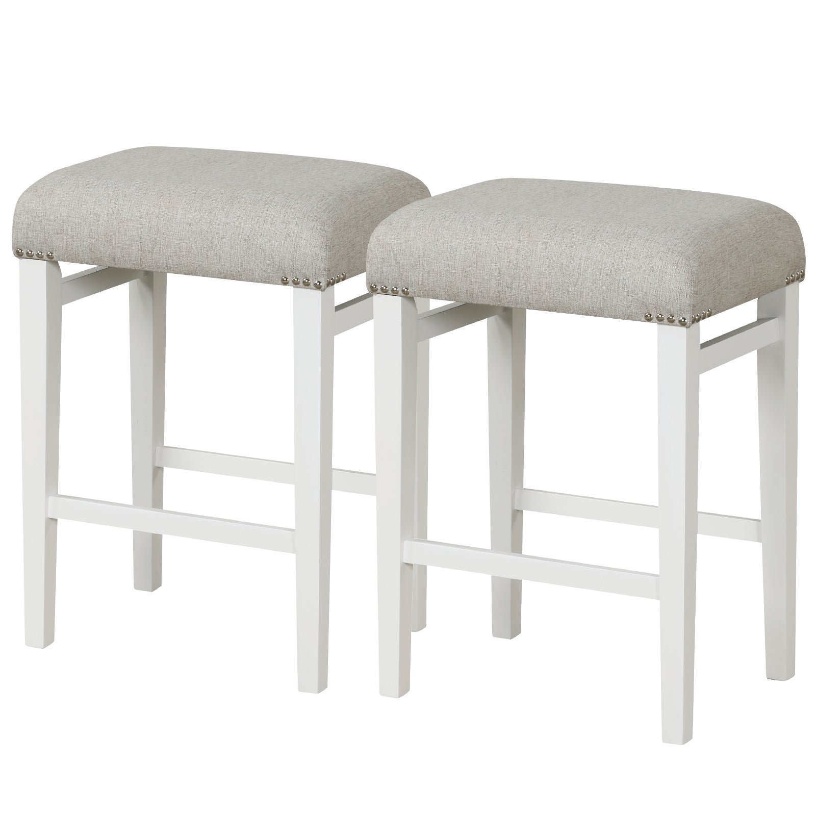 2 Pieces 24.5 Inch Backless Barstools with Padded Seat Cushions-24.5 inches
