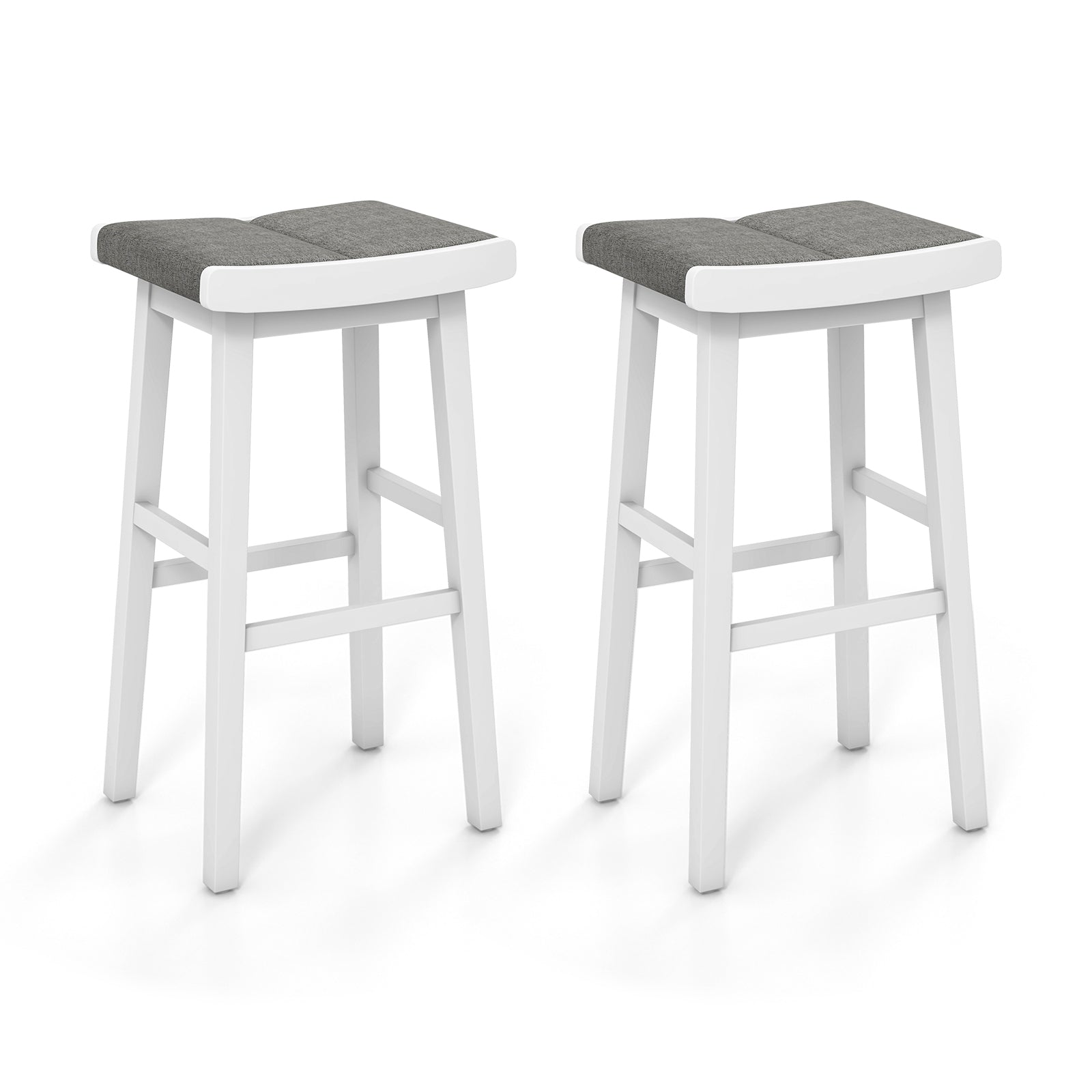 SUGIFT 2 Pieces 31.5 Inch Upholstered Saddle Barstools with Padded Cushions