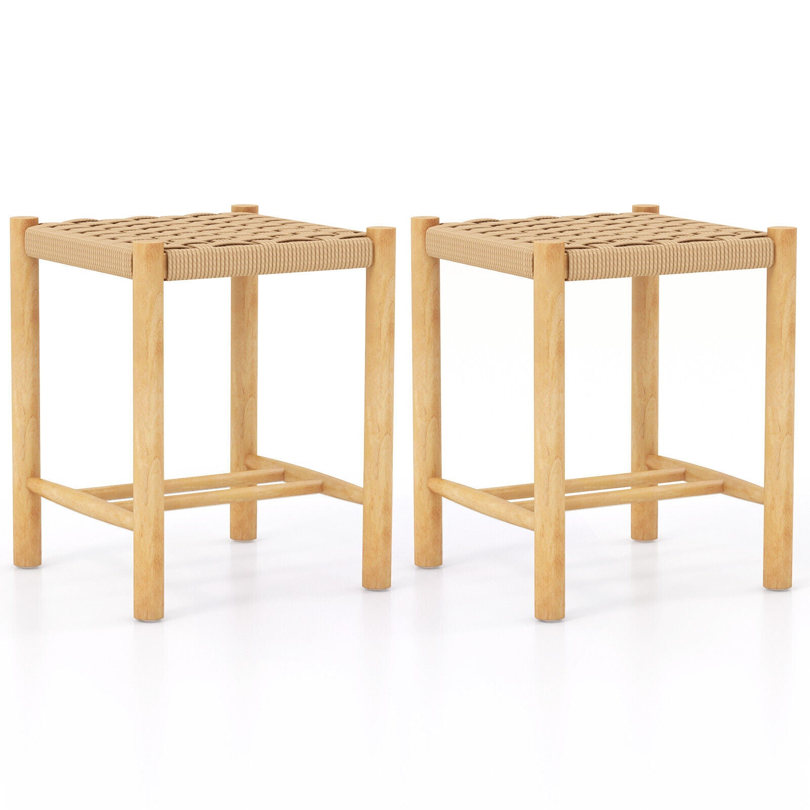 SUGIFT Dining Stool Set of 2 with Rubber Wood Frame