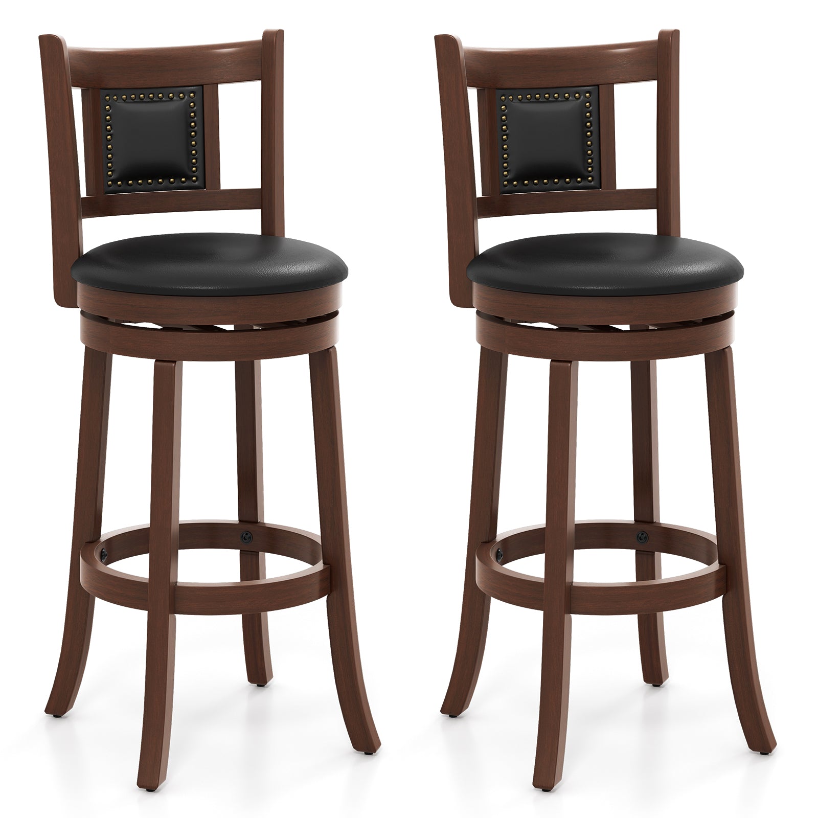 SUGIFT 30.5 Inch Upholstered Bar Stools Set of 2 with Curved Backrest and Footrest