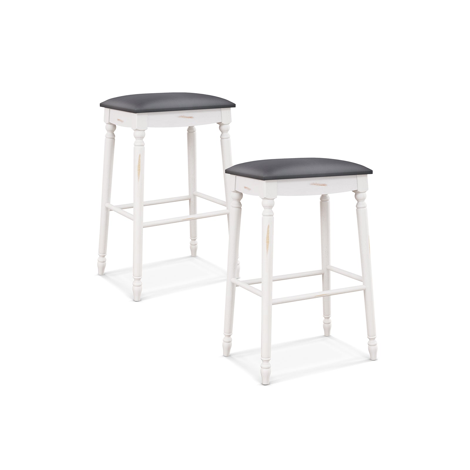29 Inch Bar Stool Set of 2 with Padded Seat Cushions and Wood Legs