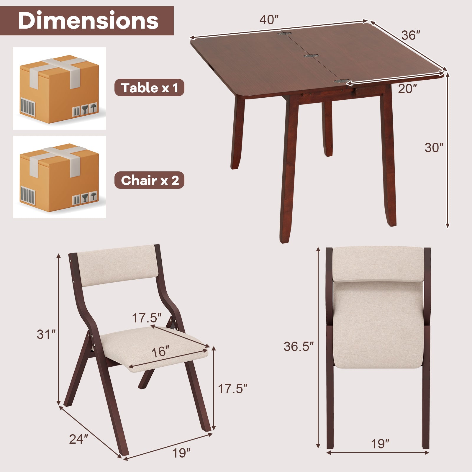 Kitchen Table Set for 2 Expandable Dining Table with 2 Upholstered Fol ...