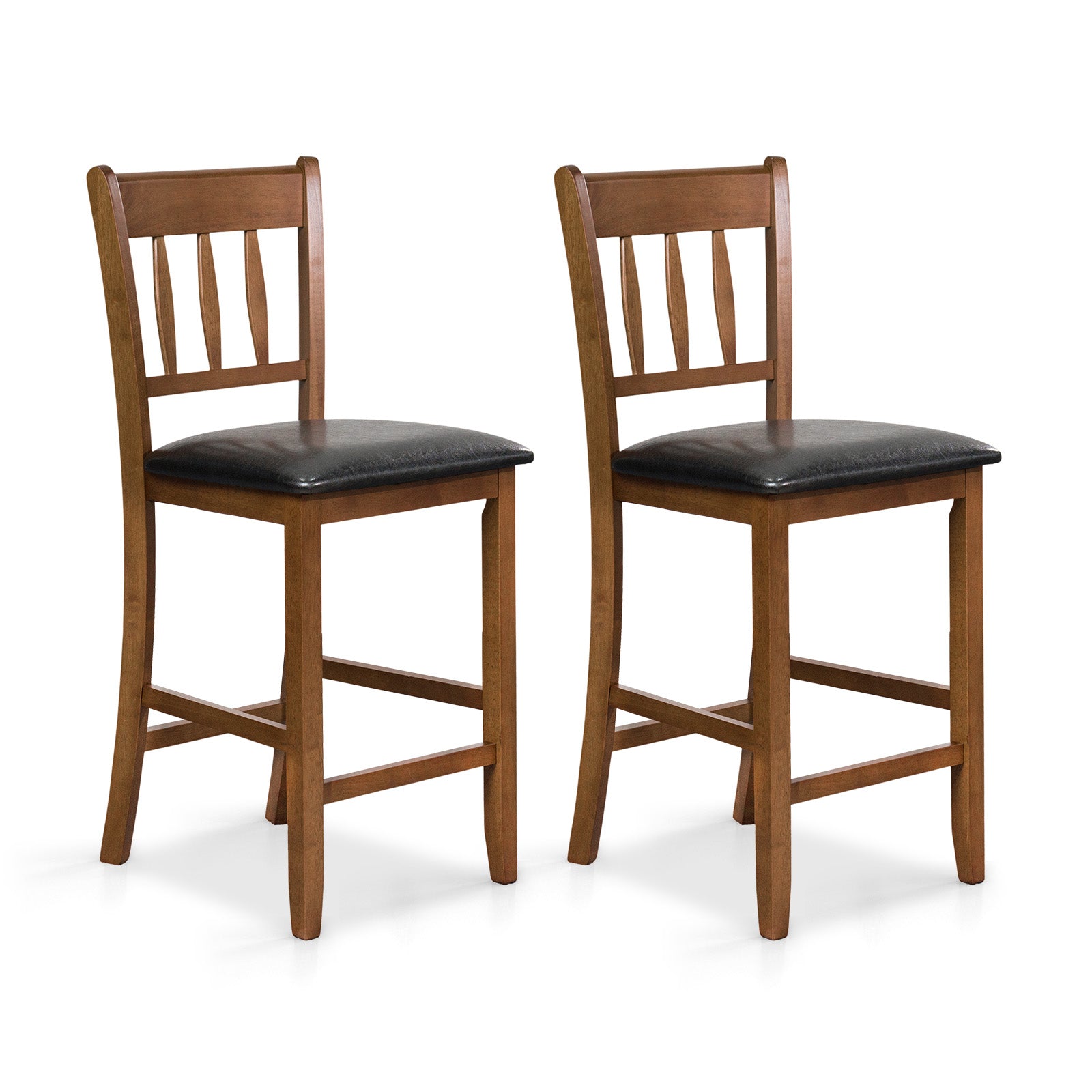 25.5 Inch Counter Height Bar Chair Set of 2 with Backrest Padded Seat