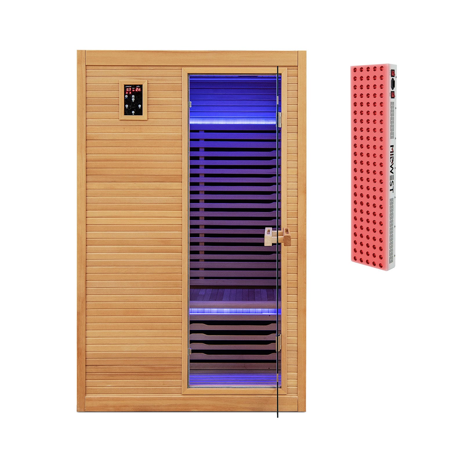 2024 New 2 People Far Infrared Wooden Sauna Room with Free Red Light Therapy