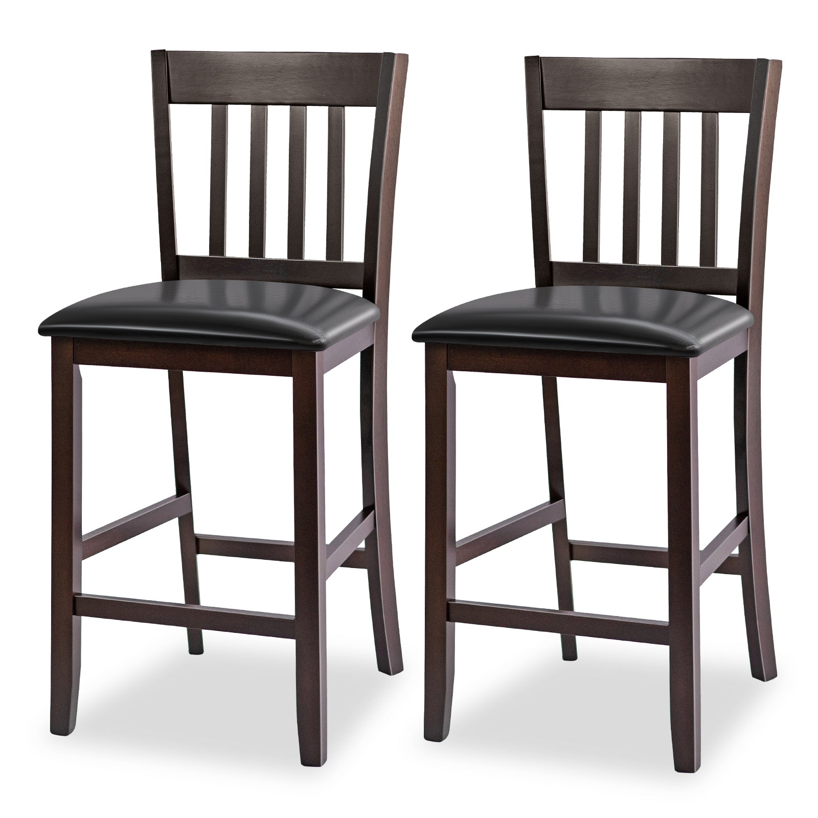SUGIFT 25 Inches Set of 2 Bar Stools with Rubber Wood Legs