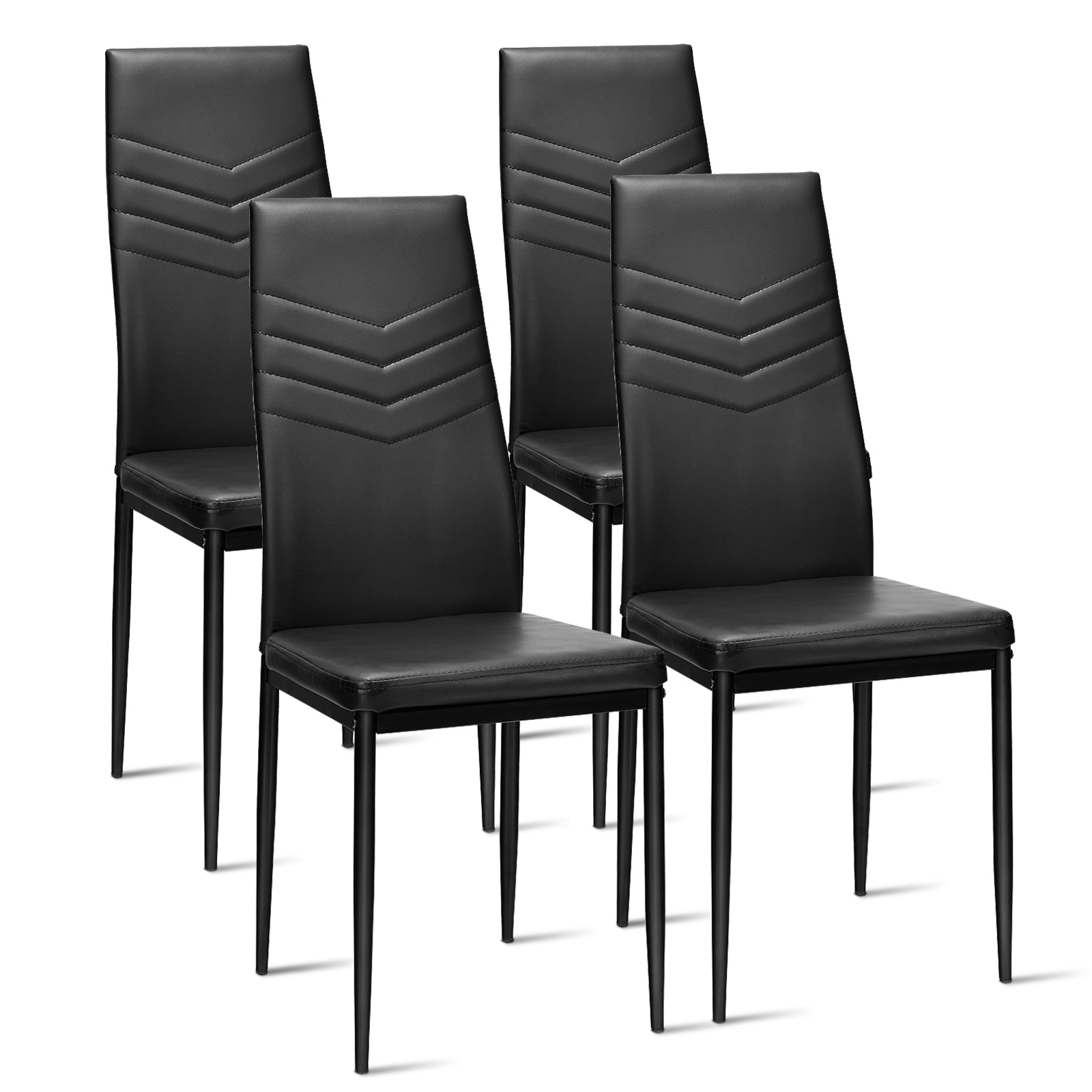 SUGIFT Set of 4 High Back Dining Chairs with PVC Leather and Non-Slip Feet Pads