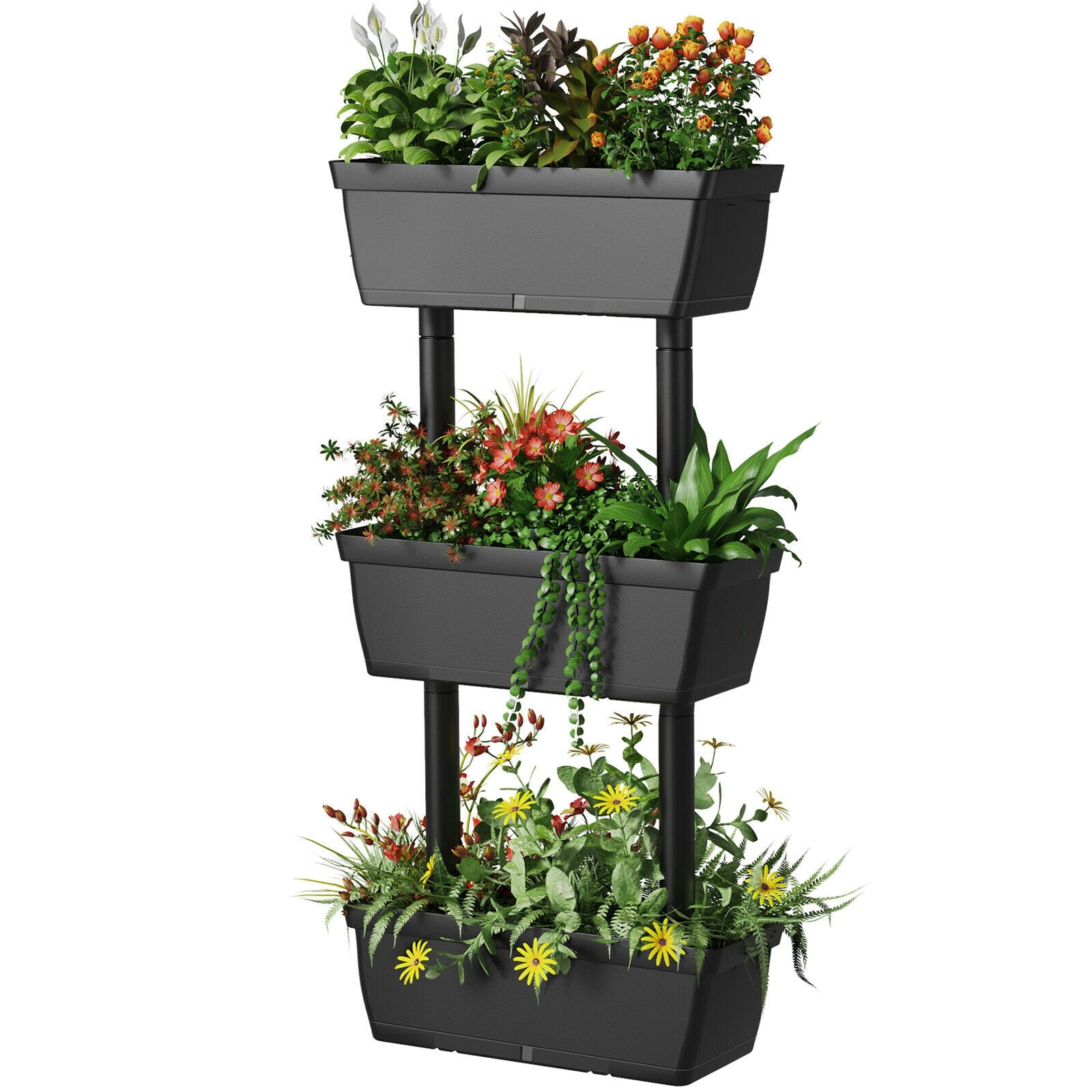 SUGIFT 3-Tier Freestanding Vertical Plant Stand for Gardening and Planting Use