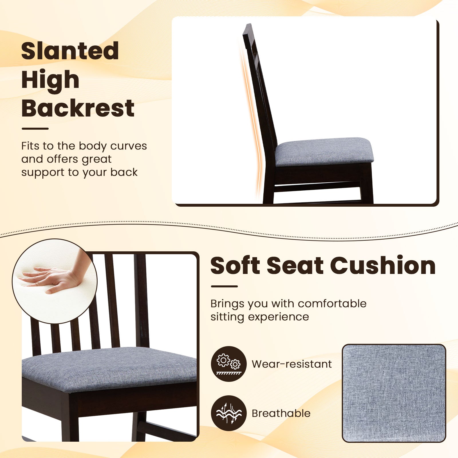 SUGIFT Upholstered Dining Chair Set of 2