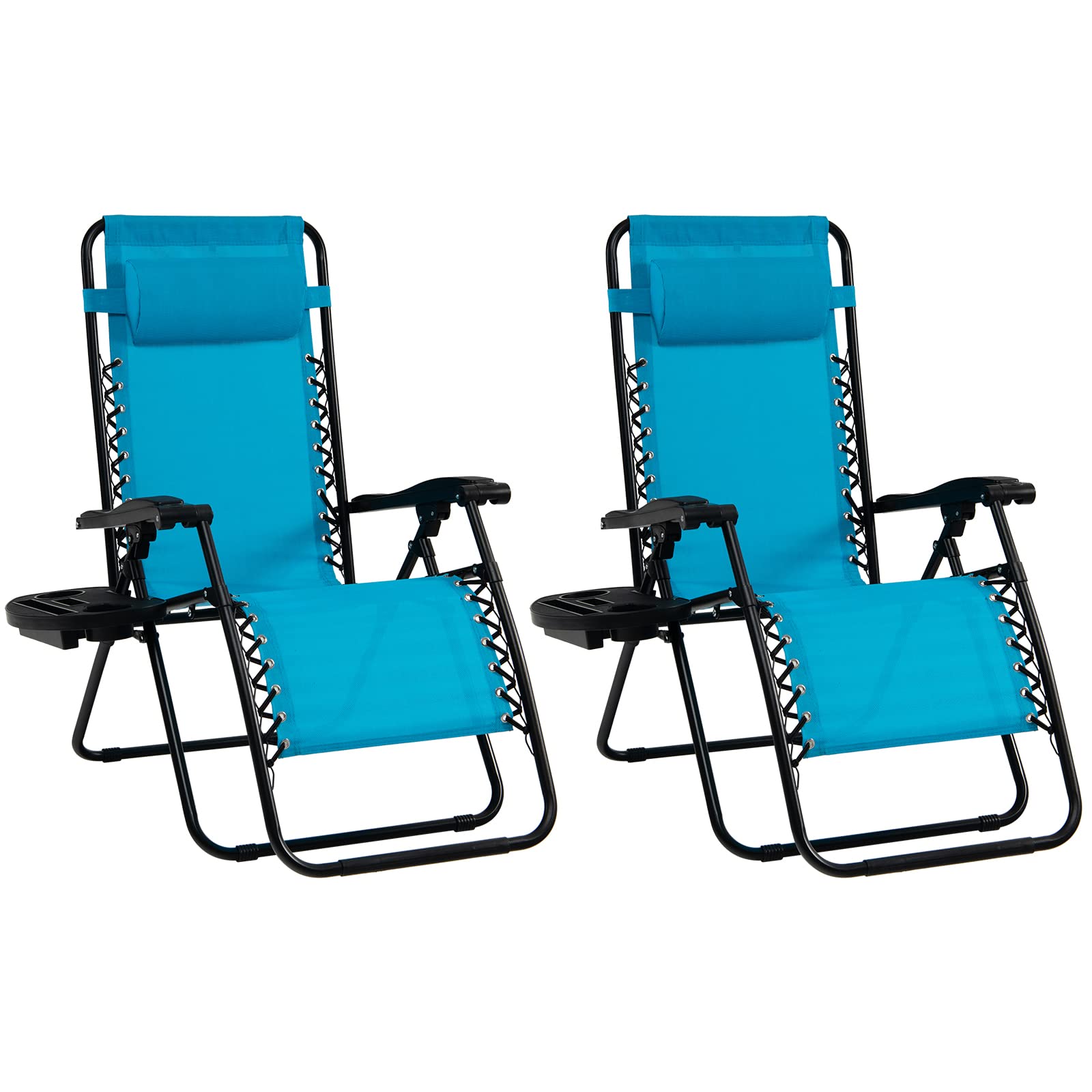 SUGIFT 2 Pieces Folding Lounge Chair with Zero Gravity