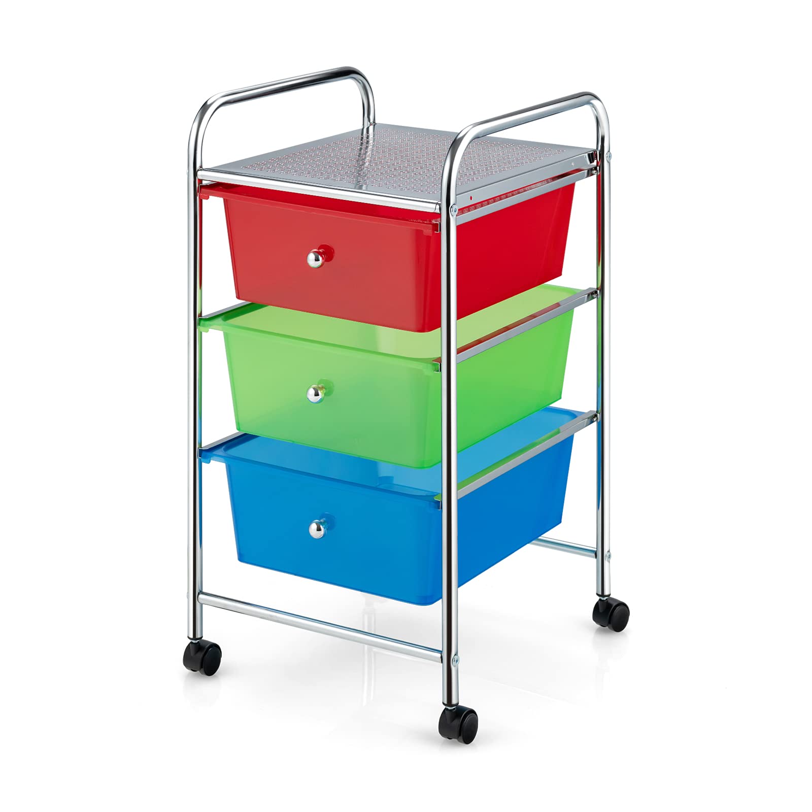 3-Drawer Rolling Storage Cart with Plastic Drawers for Office