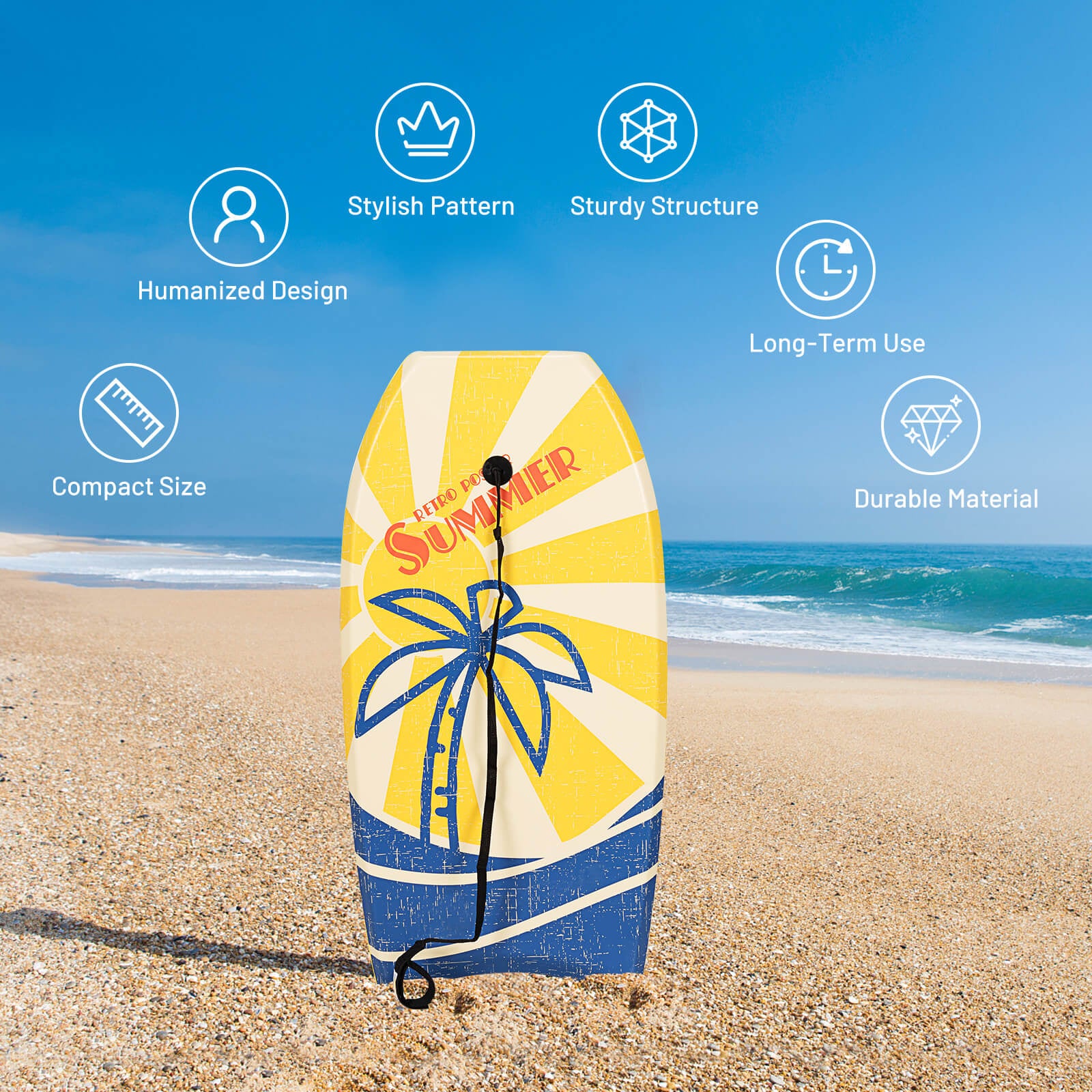 Super Lightweight Surfboard with Premium Wrist Leash-M