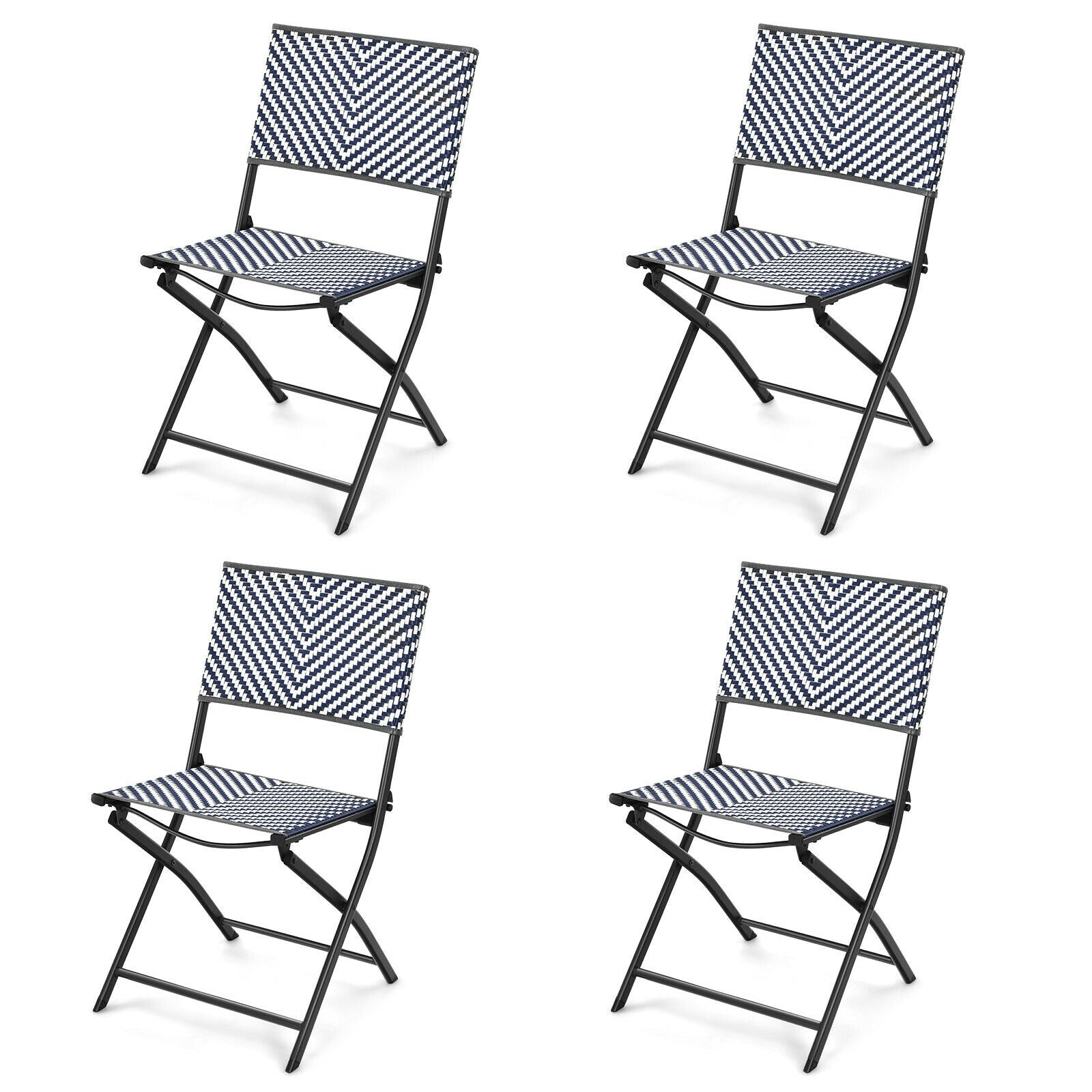 SUGIFT Set of 4 Patio Folding Rattan Dining Chairs for Camping and Garden