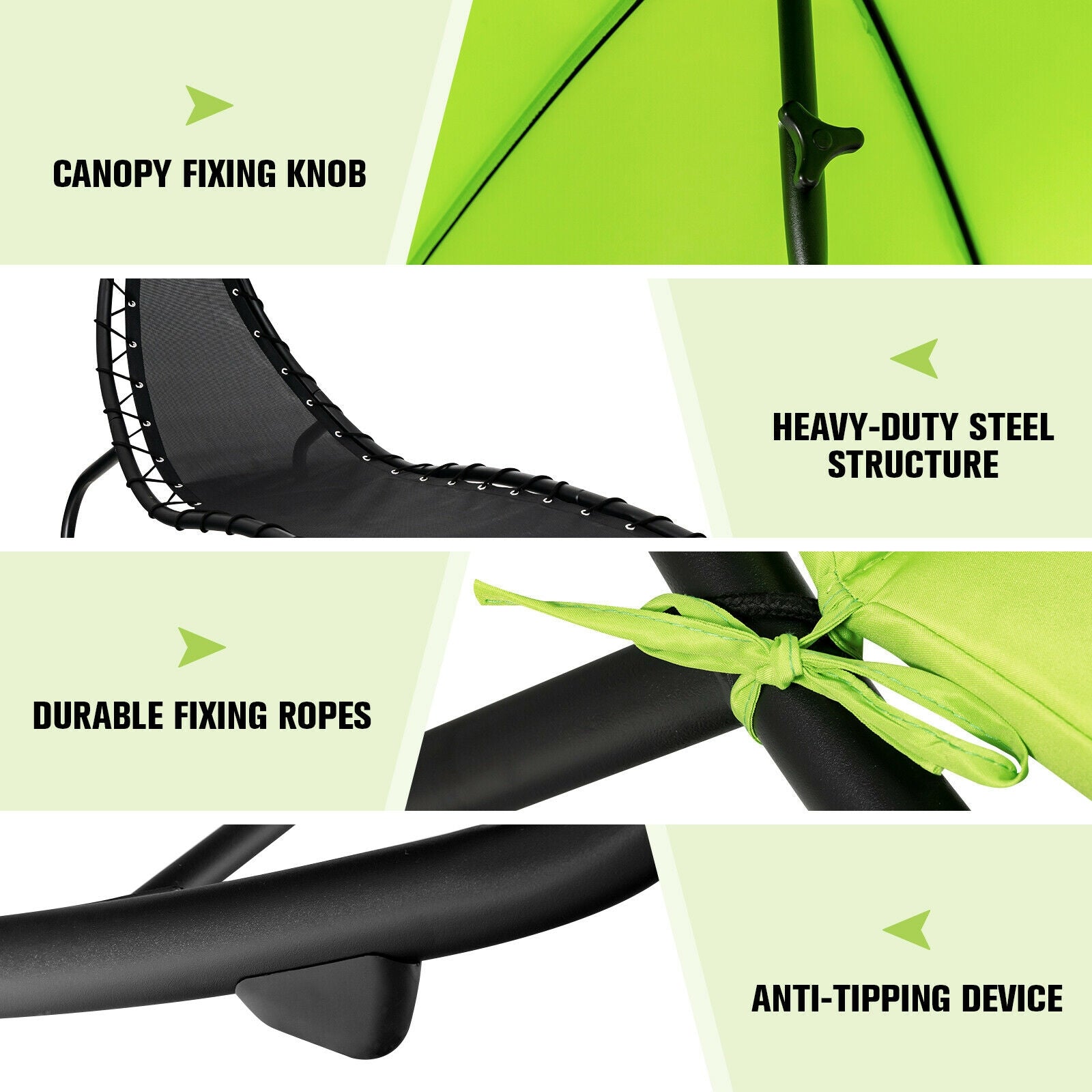 SUGIFT Hammock Chair with Shade Canopy and Built-in Pillow