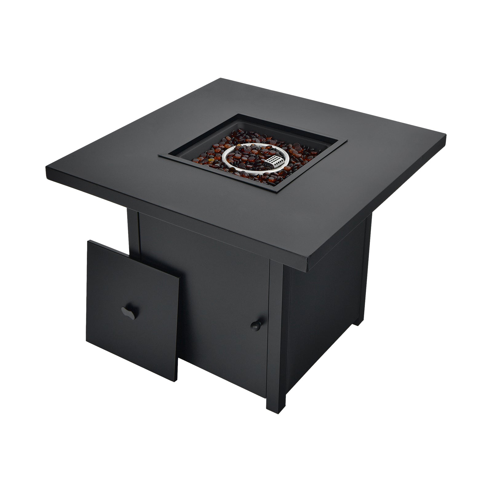 32 Inch 40000 BTU Propane Fire Pit Table with Lid and Fire Glass