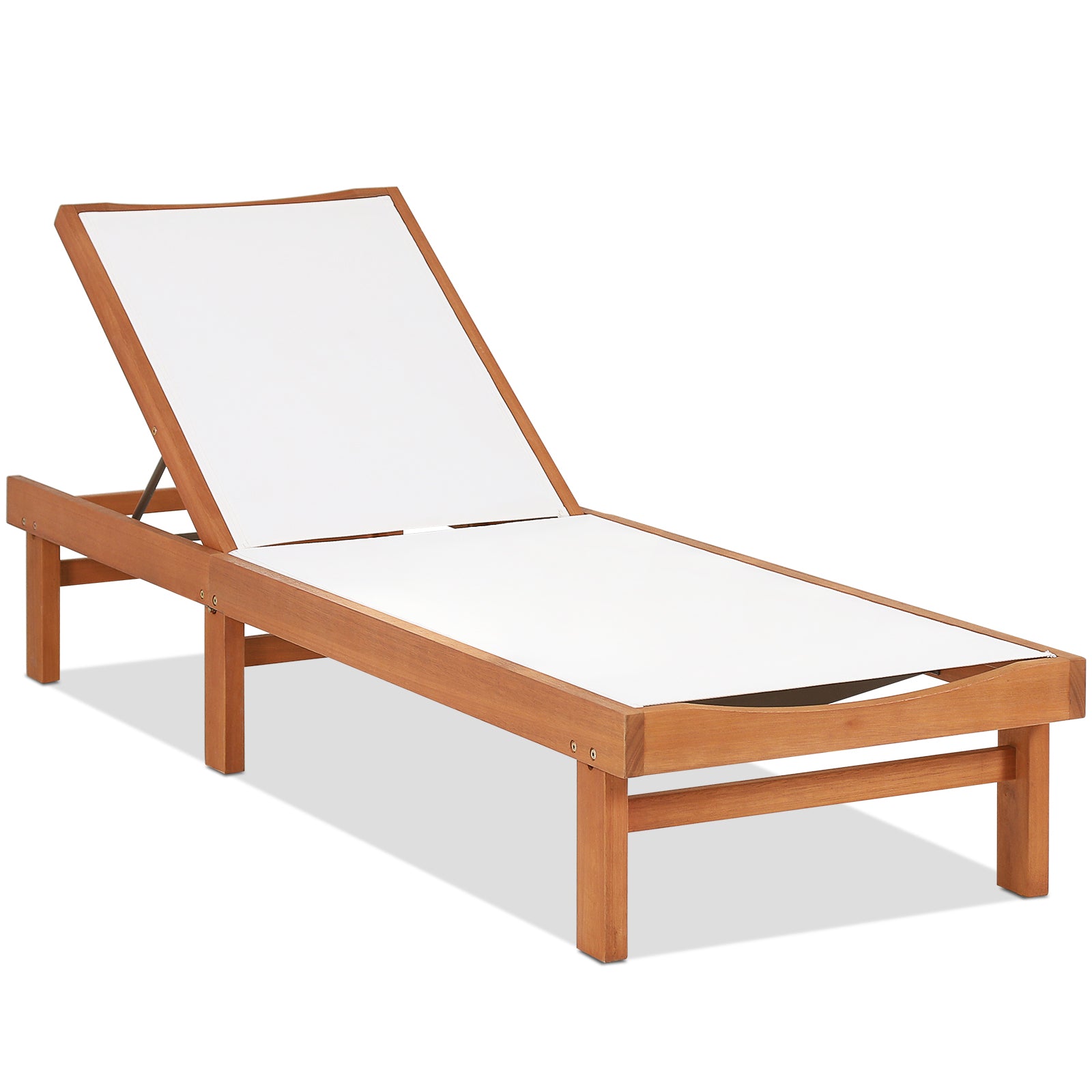 SUGIFT Outdoor Wood Chaise Lounge Chair with 5-Postion Adjustable Back