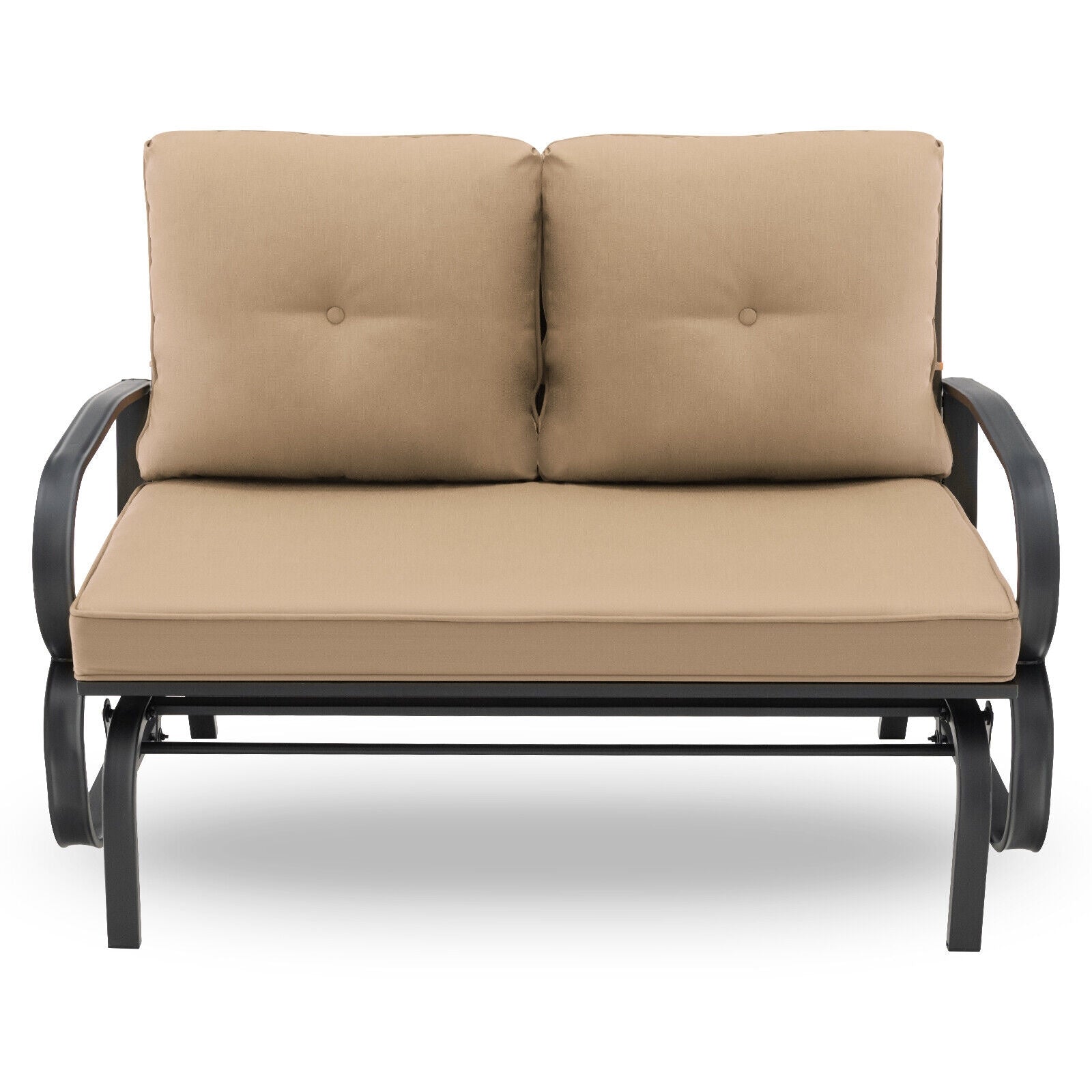 SUGIFT Patio 2-Person Glider Bench Rocking Loveseat with Cushioned Armrest