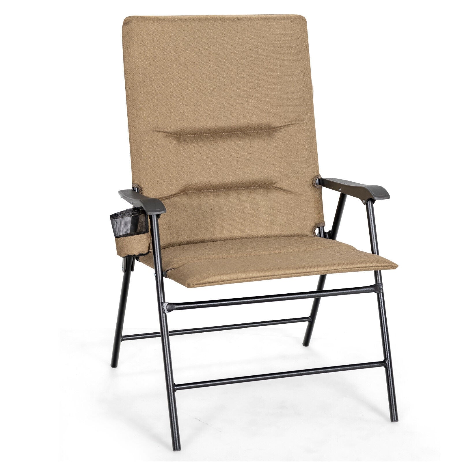 SUGIFT Patio Folding Padded Chair with High Backrest and Cup Holder