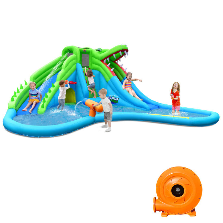 SUGIFT Inflatable Crocodile Style Water Slide Upgraded Kids Bounce Castle with 780W Blower