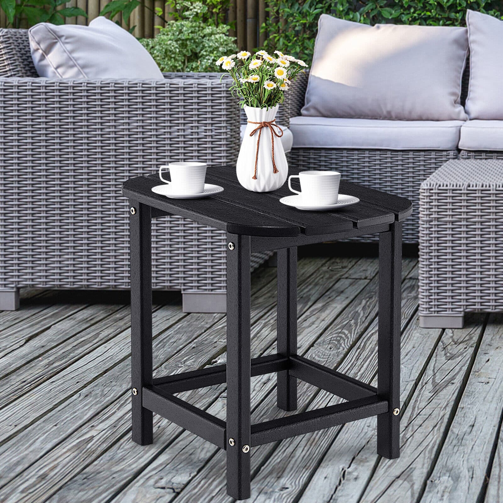 18 Inch Weather Resistant Side Table for Garden Yard Patio