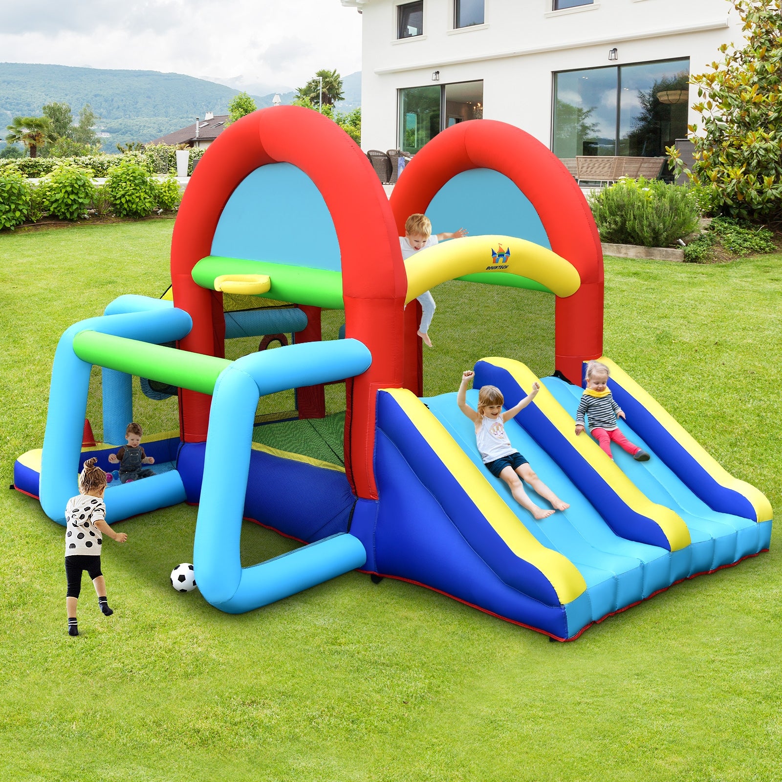 SUGIFT Inflatable Jumping Castle Bounce House with Dual Slides and 480W Blower