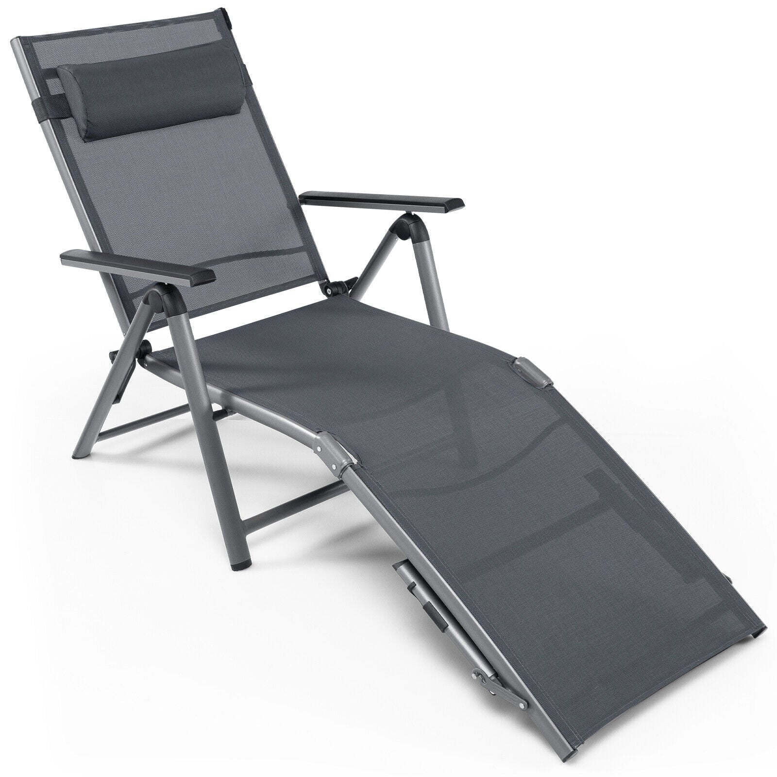 SUGIFT Outdoor Aluminum Chaise Lounge Chair with Quick-Drying Fabric