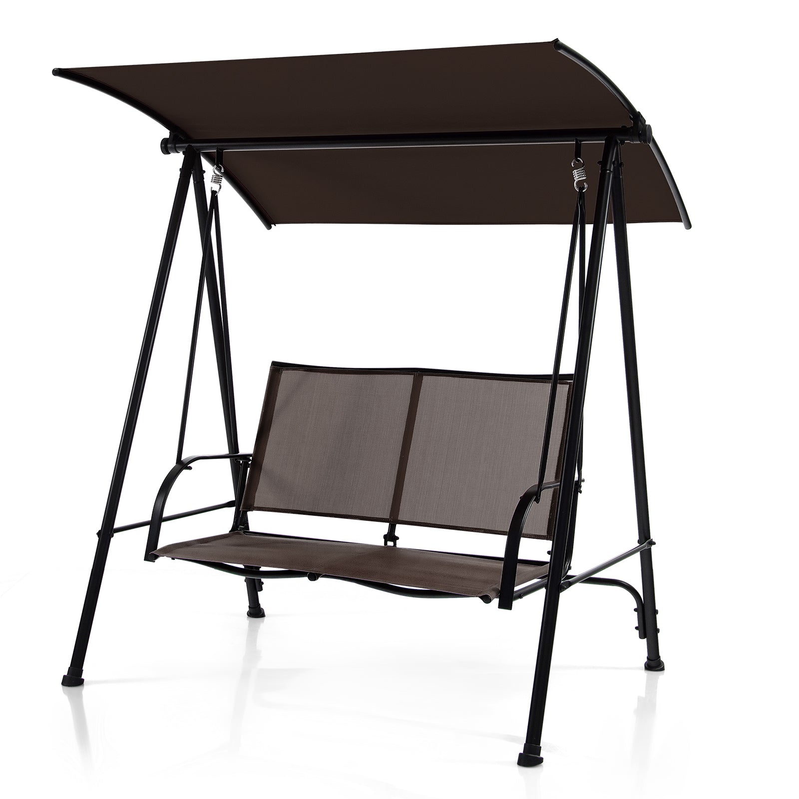 SUGIFT 2-Seat Outdoor Canopy Swing with Comfortable Fabric Seat and Heavy-duty Metal Frame