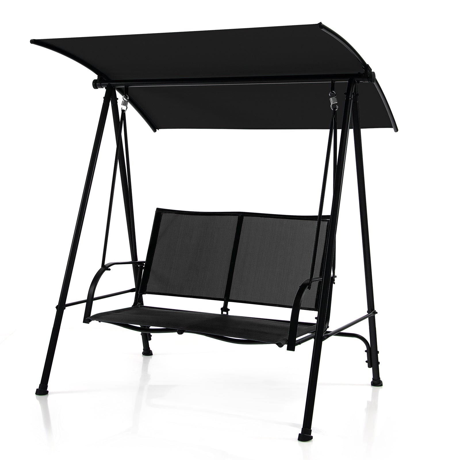 SUGIFT 2-Seat Outdoor Canopy Swing with Comfortable Fabric Seat and Heavy-duty Metal Frame