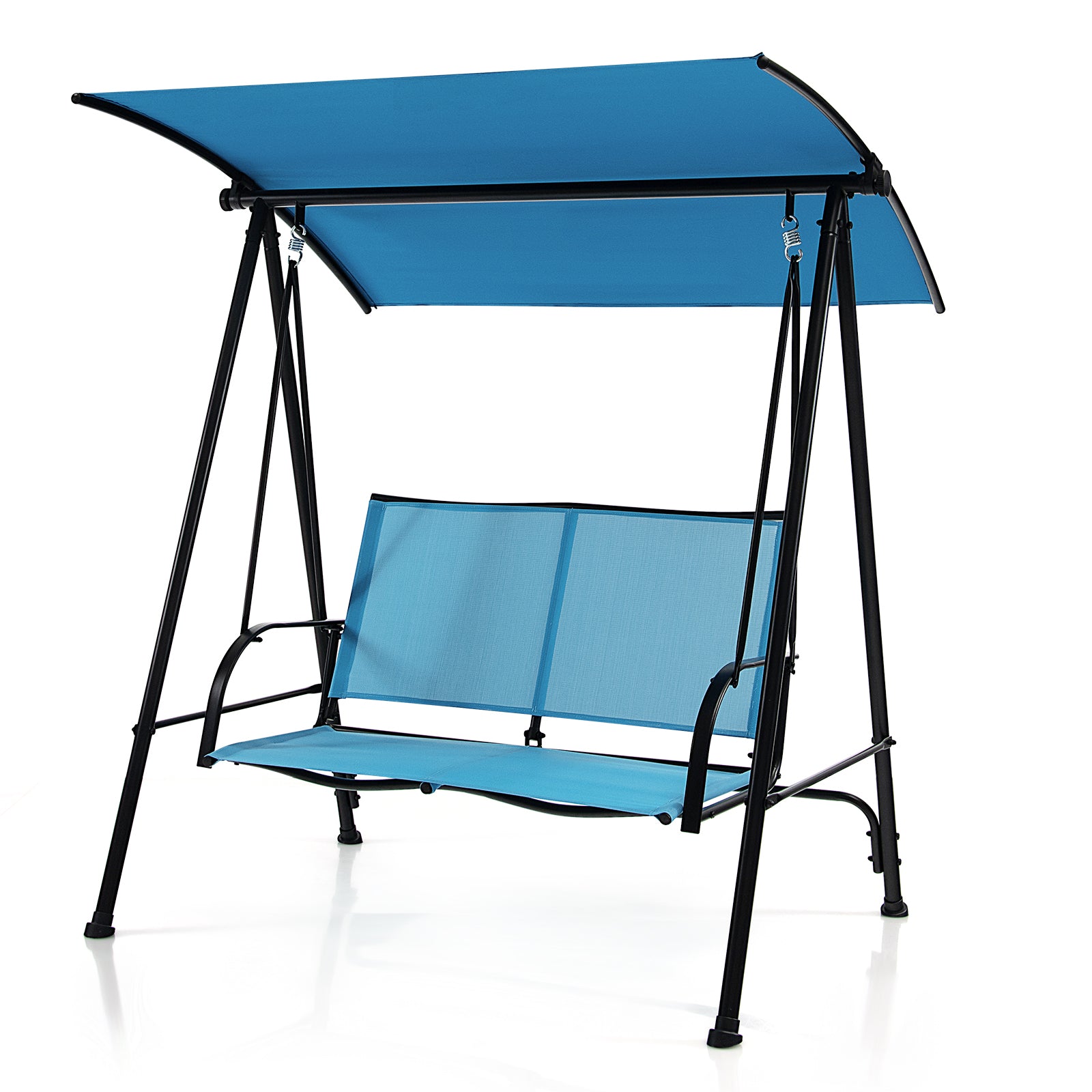 SUGIFT 2-Seat Outdoor Canopy Swing with Comfortable Fabric Seat and Heavy-duty Metal Frame