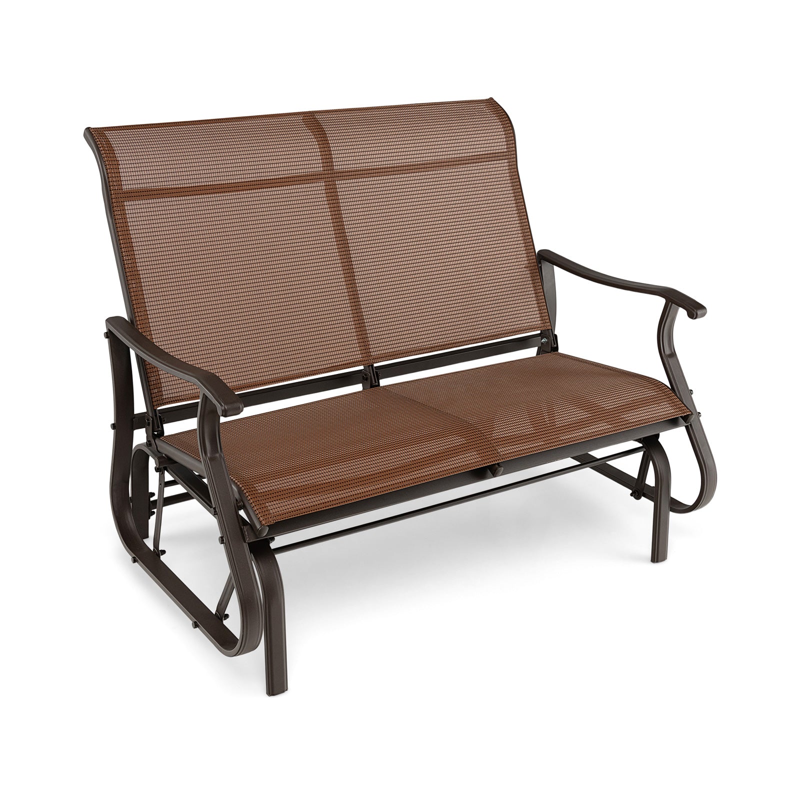 SUGIFT 2-Person Patio Glider Bench with High Back and Curved Armrests