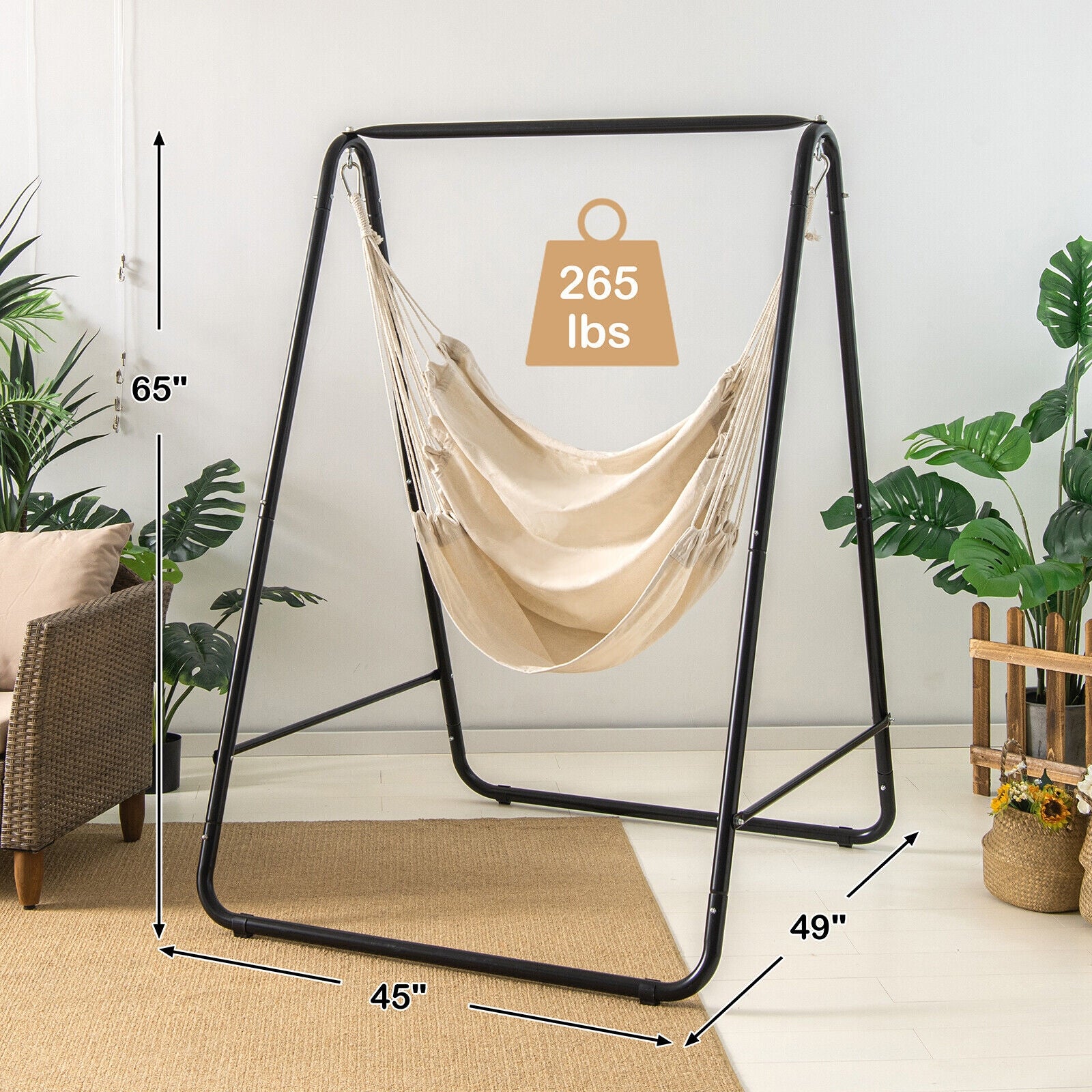 SUGIFT Hanging Padded Hammock Chair with Stand and Heavy Duty Steel