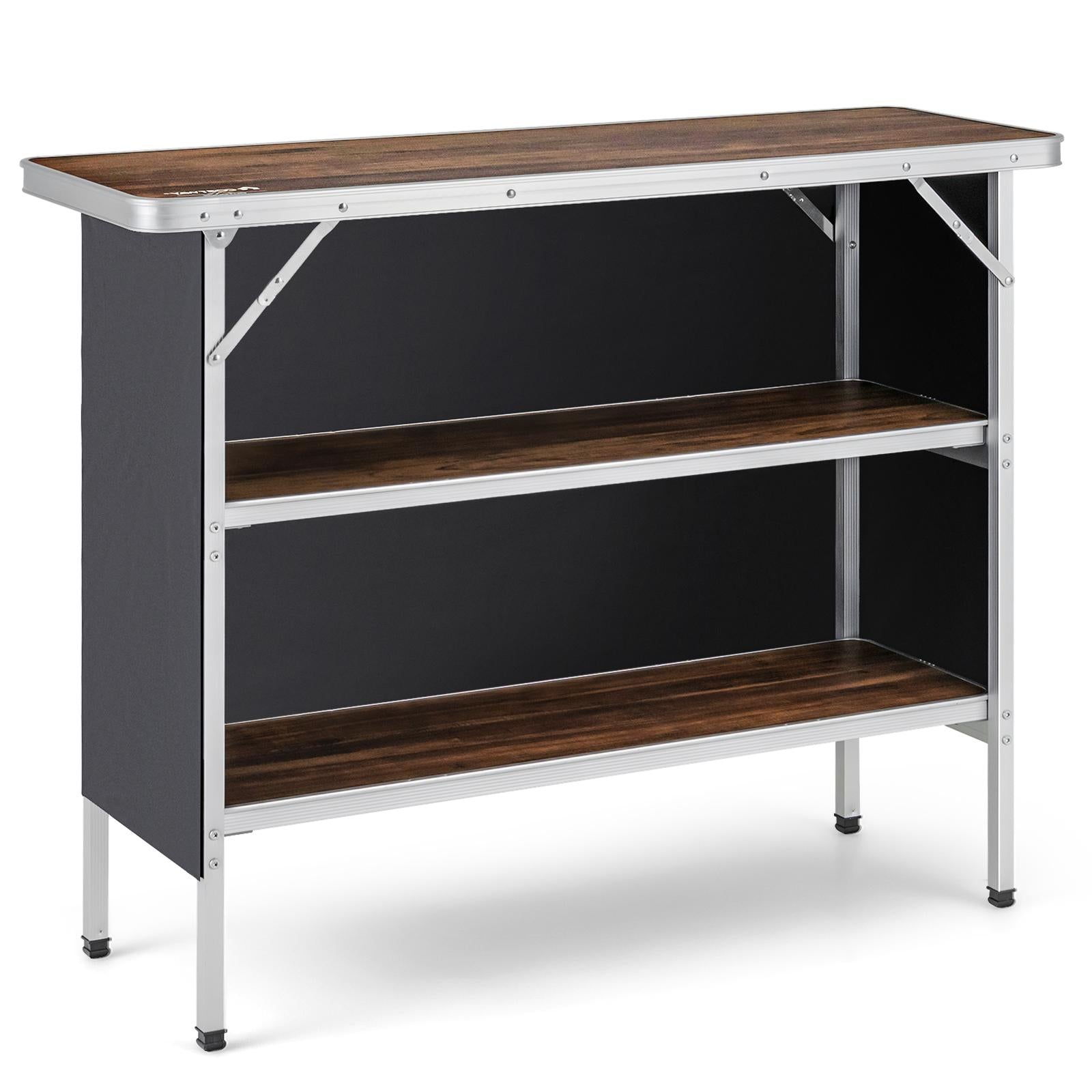 SUGIFT Folding Camping Table with 2-Tier Open Shelves for Outdoor BBQ