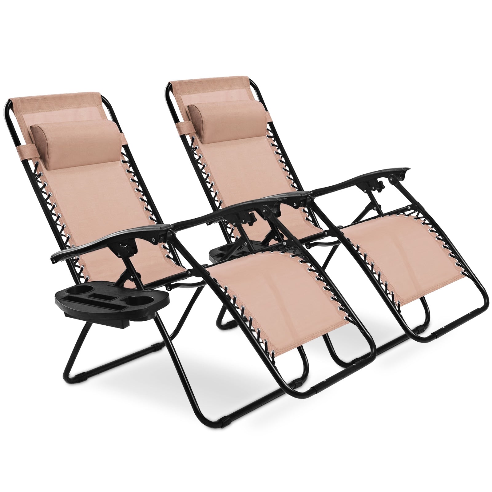 SUGIFT 2 Pieces Folding Lounge Chair with Zero Gravity