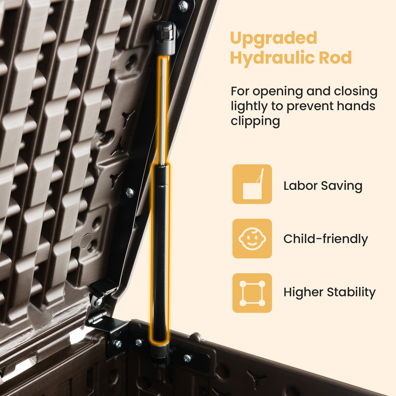 130 Gallon Patio All Weather Storage Container with Lockable Lid-Brown