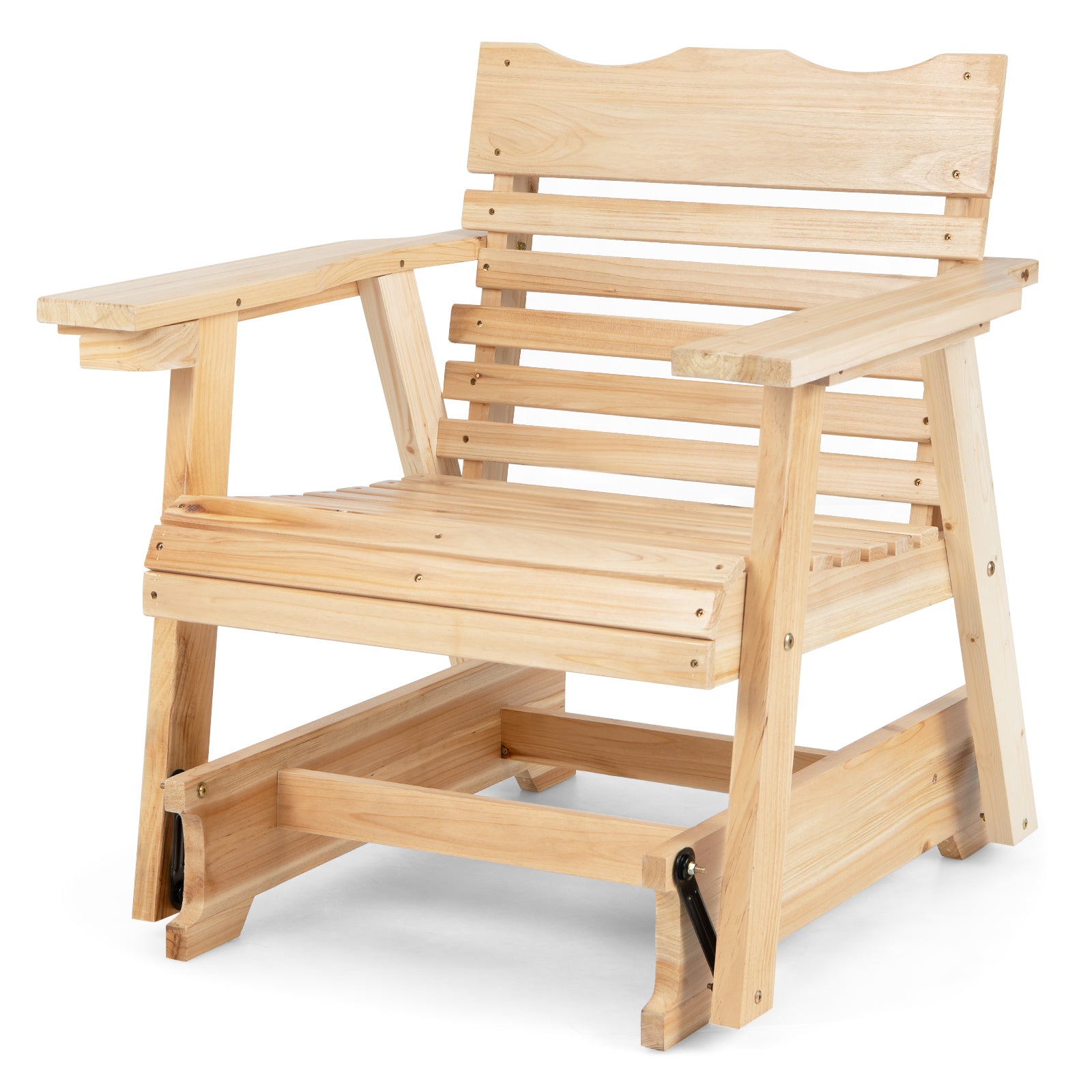SUGIFT Outdoor Wood Rocking Chair with High Back and Widened Armrests